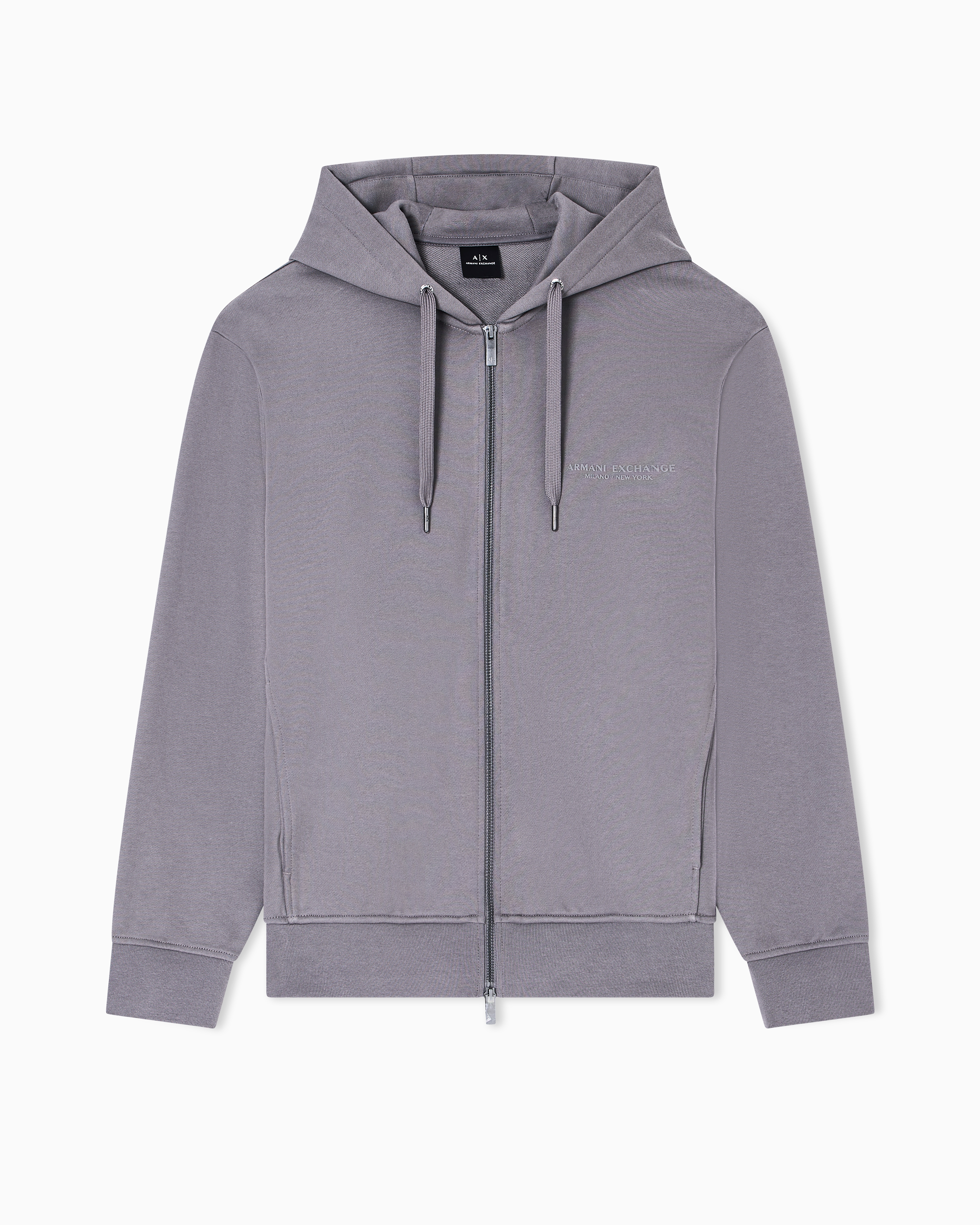 Armani Exchange - Basic zip-up hoodie, Man, Grey, Size: M