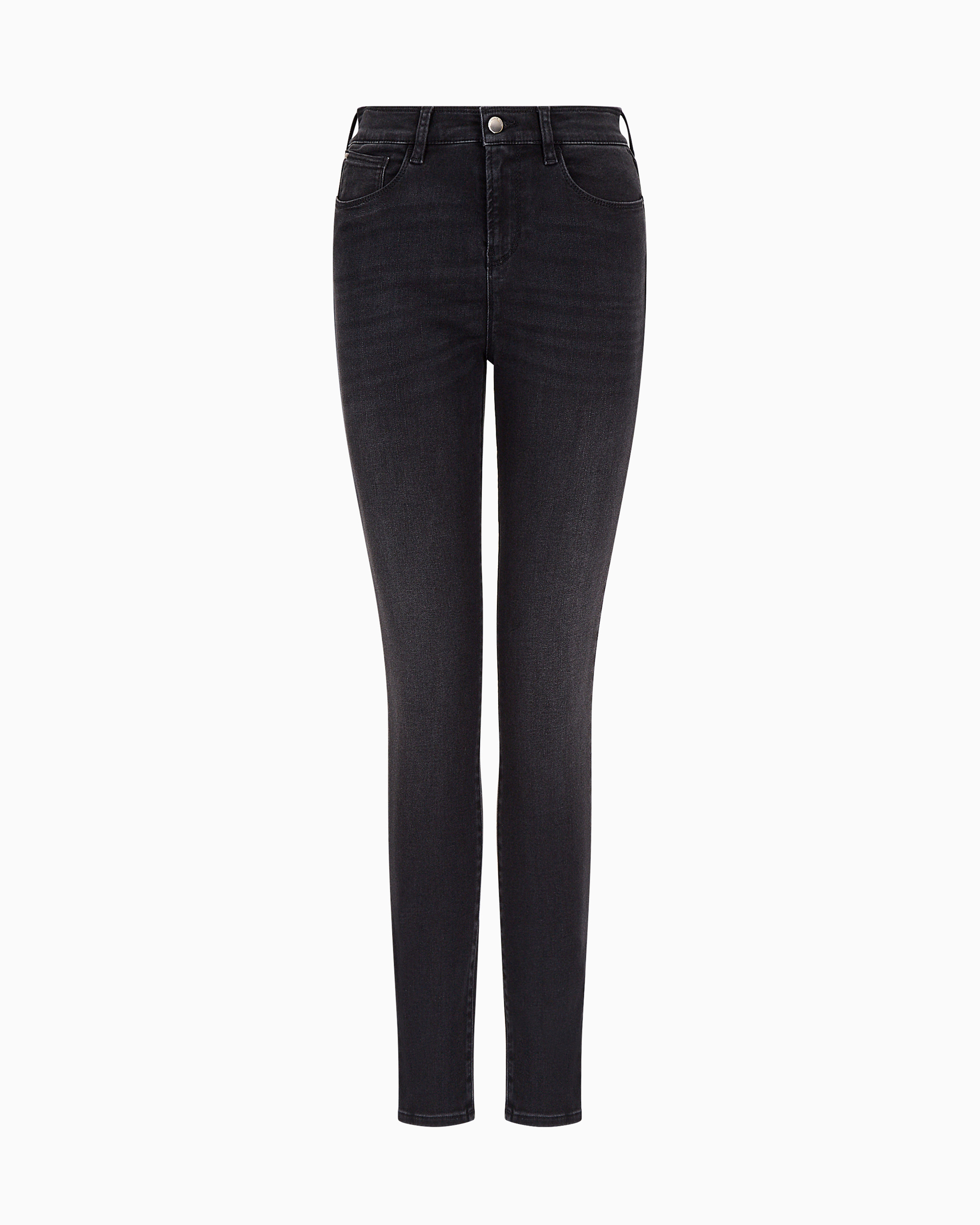 Emporio Armani - J20 high-waisted super-skinny leg jeans stone-wash comfort denim, Woman, Black, Size: