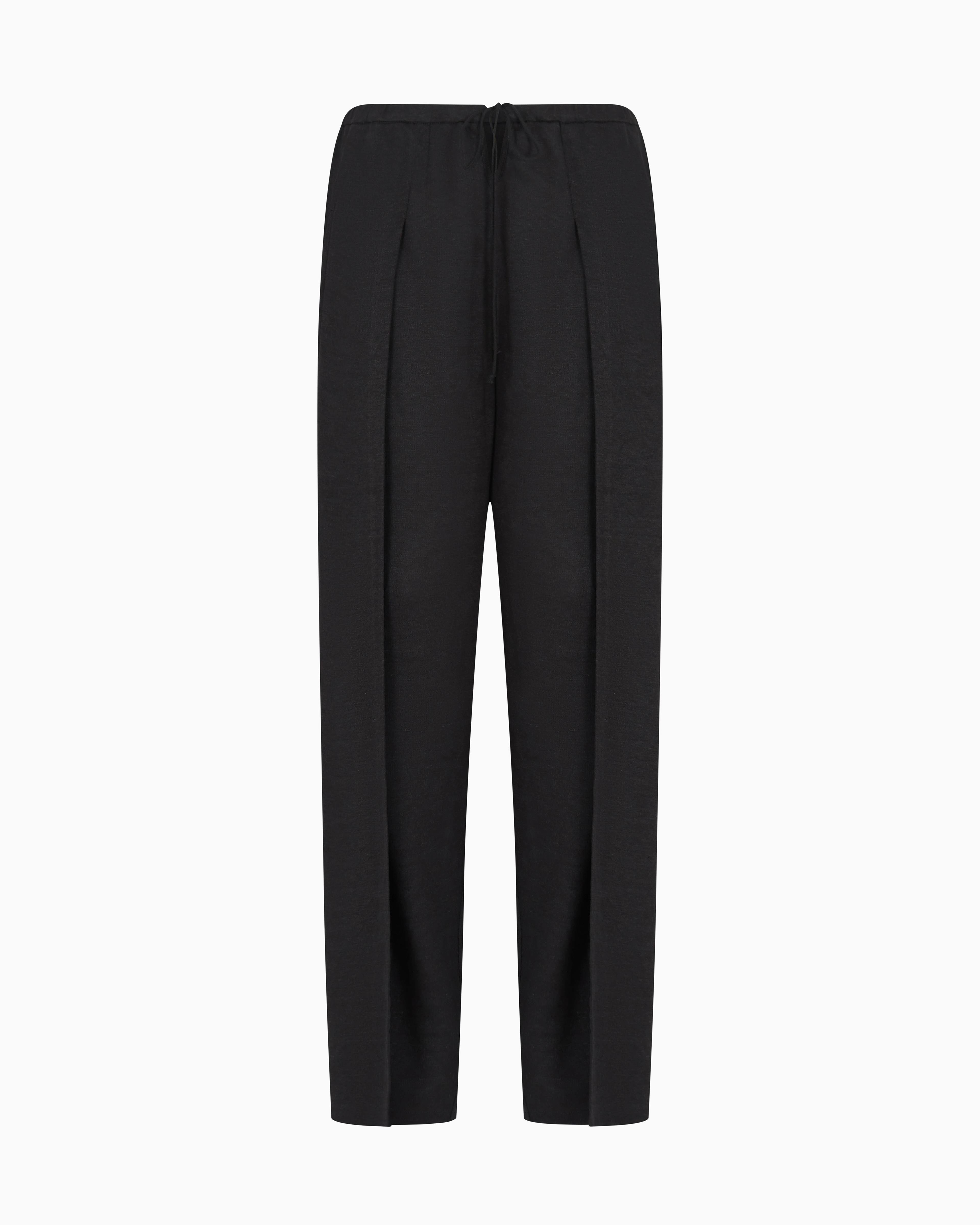 Giorgio Armani Black Hemp Jersey Relaxed-Fit Trousers Size 44