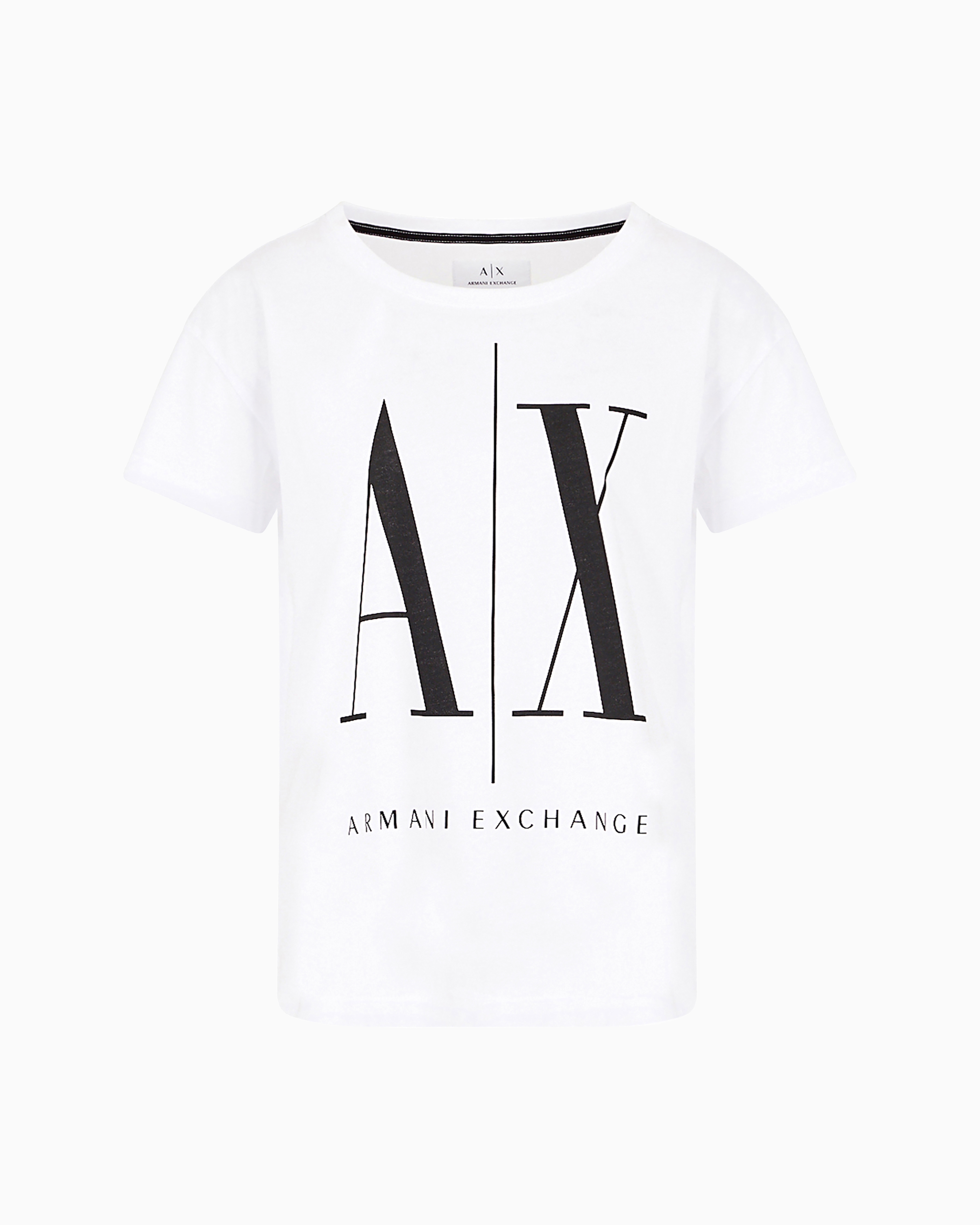 Armani Exchange - Relaxed fit T-shirt with round neck and logo, Woman, White, Size: