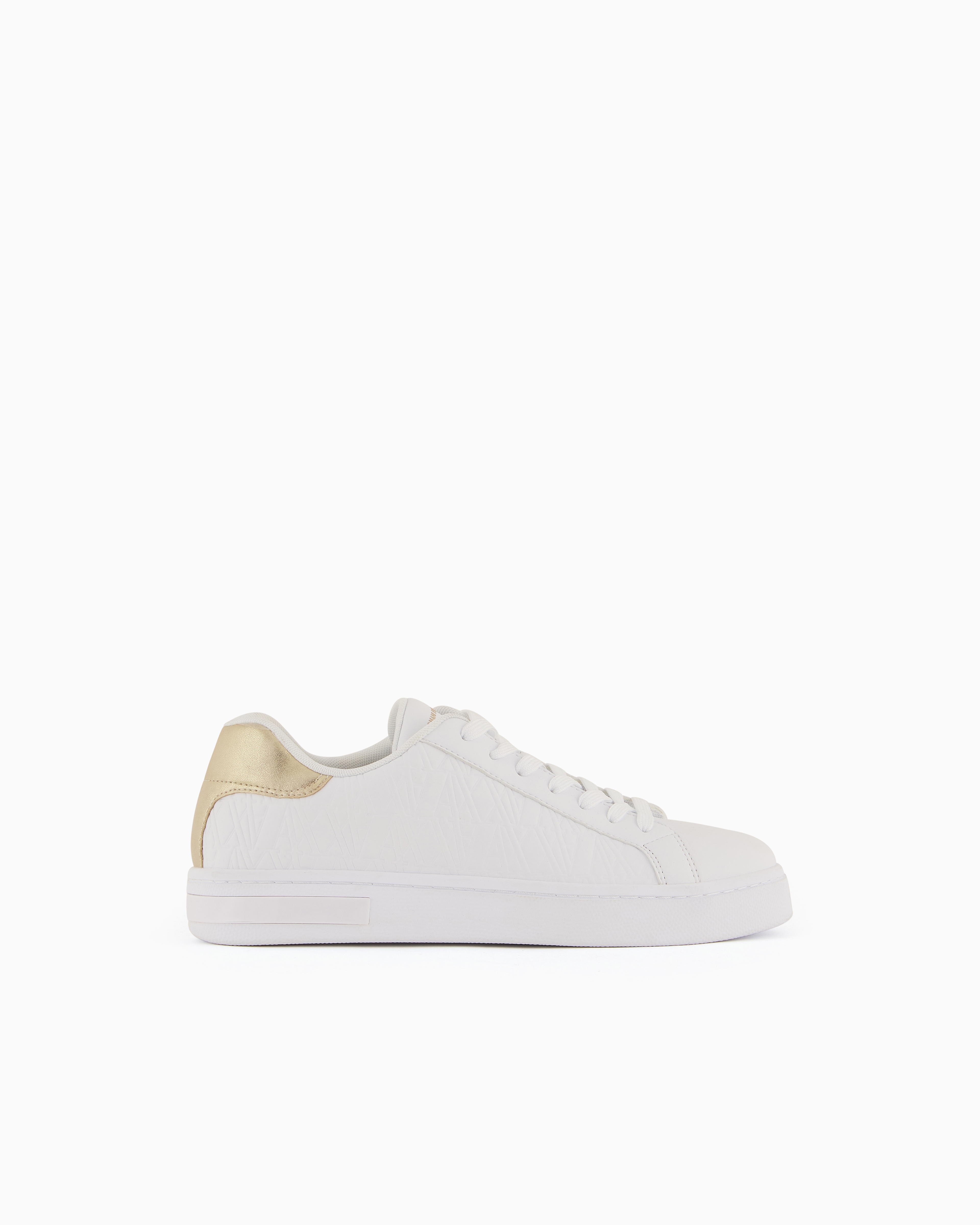 Armani Exchange - Sneakers with matching embroidered logo and metal detail, Woman, White, Size: