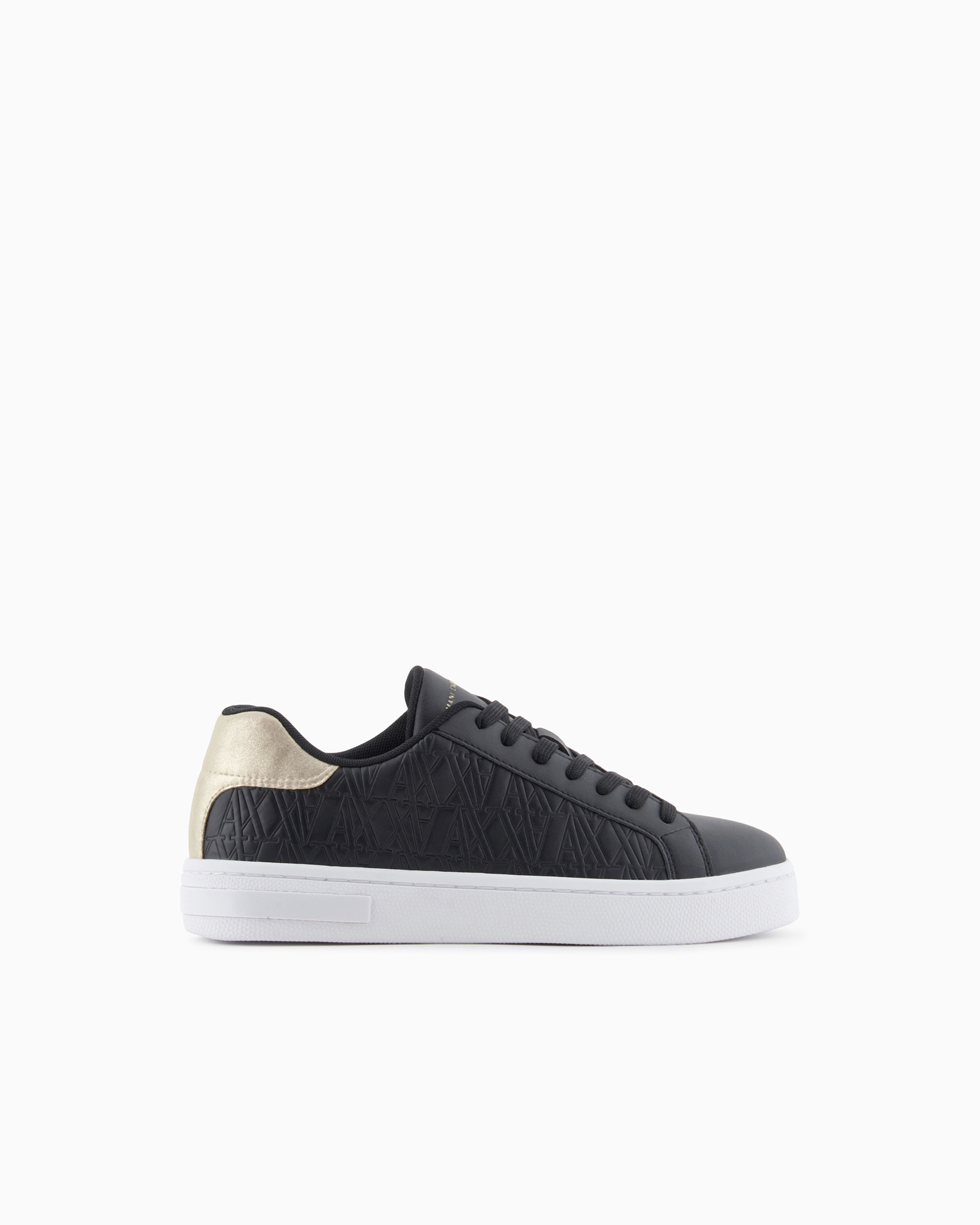 Armani Exchange - Sneakers with matching embroidered logo and metal detail, Woman, Black, Size: