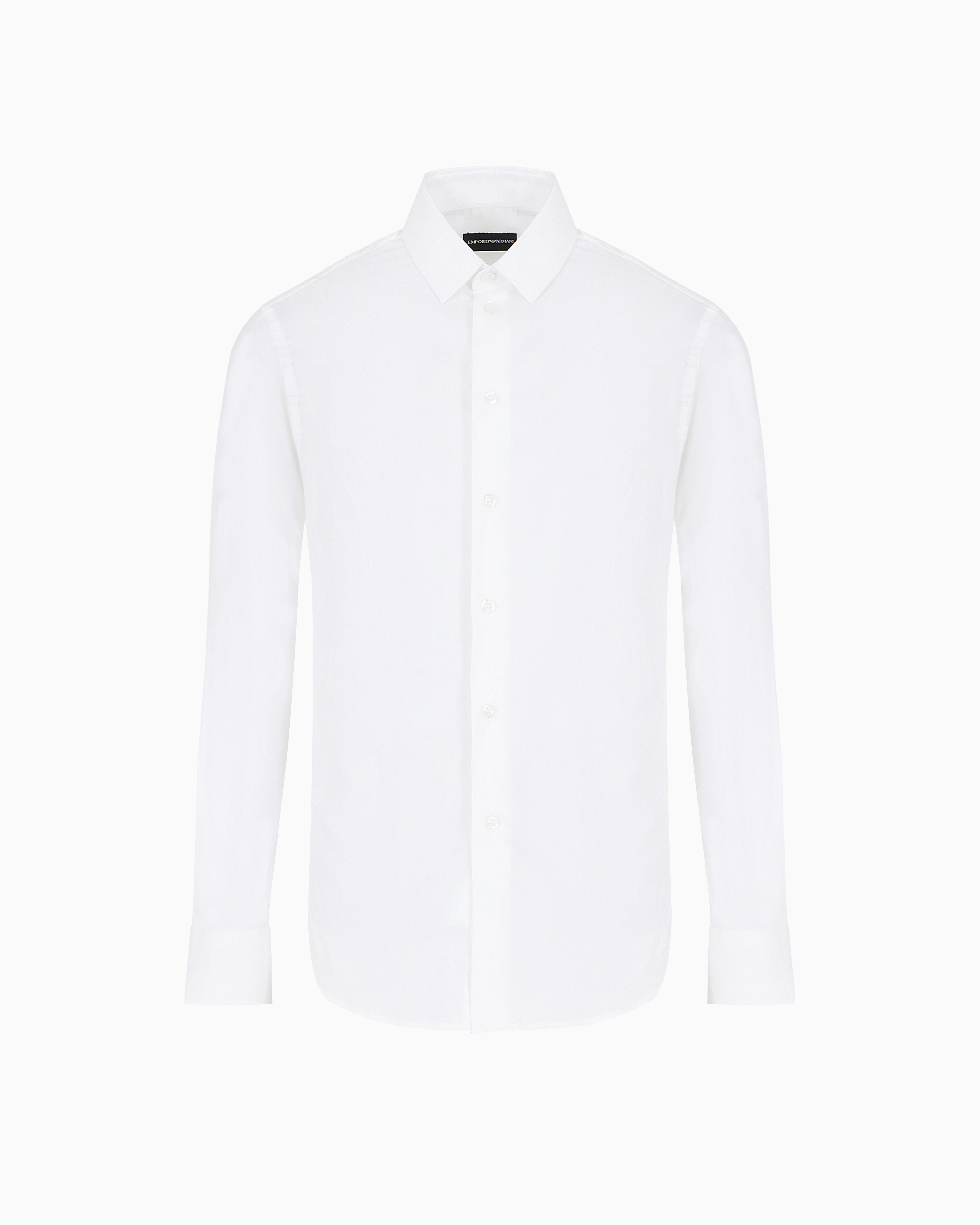 Emporio Armani - Stretch cotton poplin shirt, Man, White, Size: