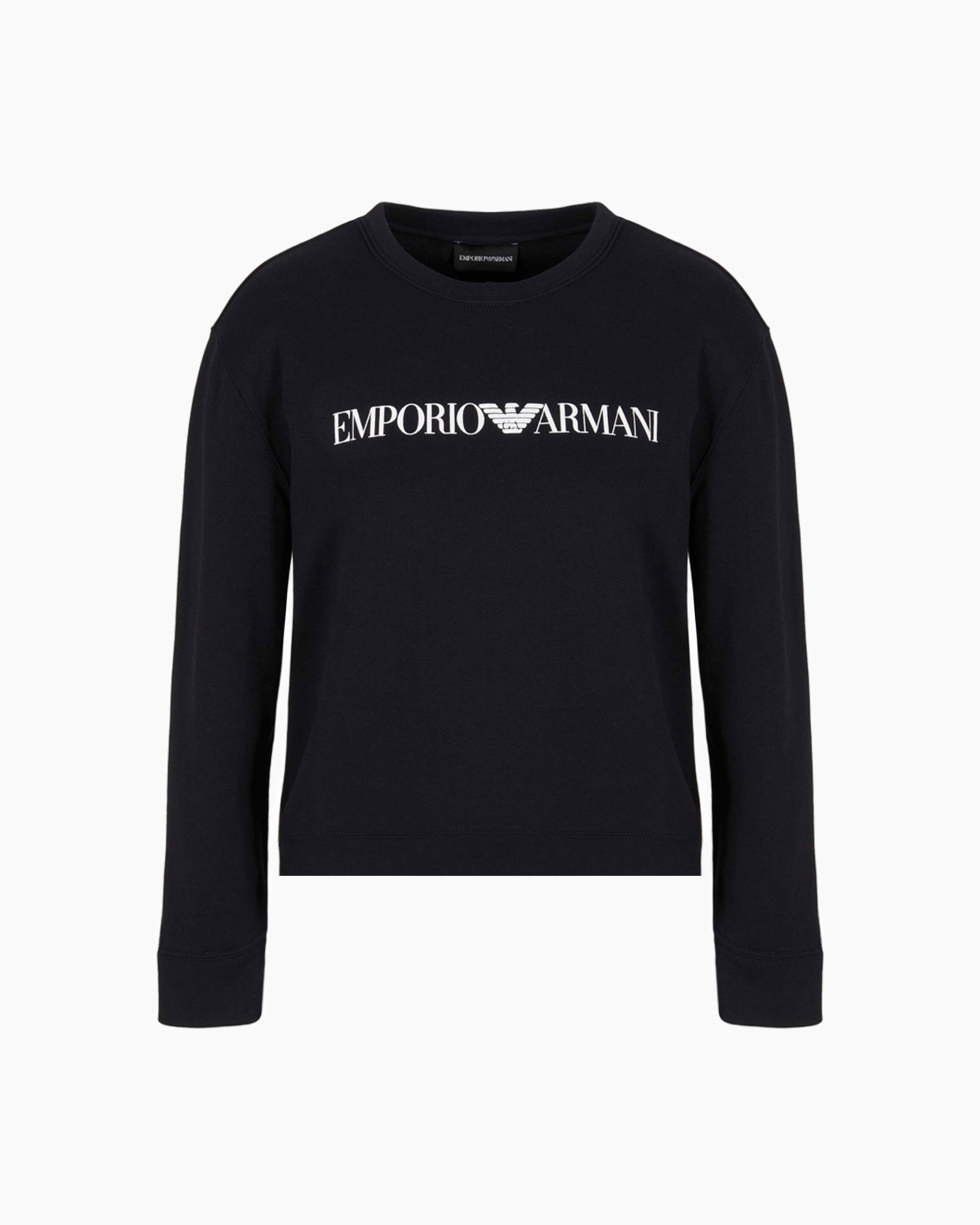 Emporio Armani - ASV organic jersey sweatshirt with logo, Woman, Navy Blue, Size: