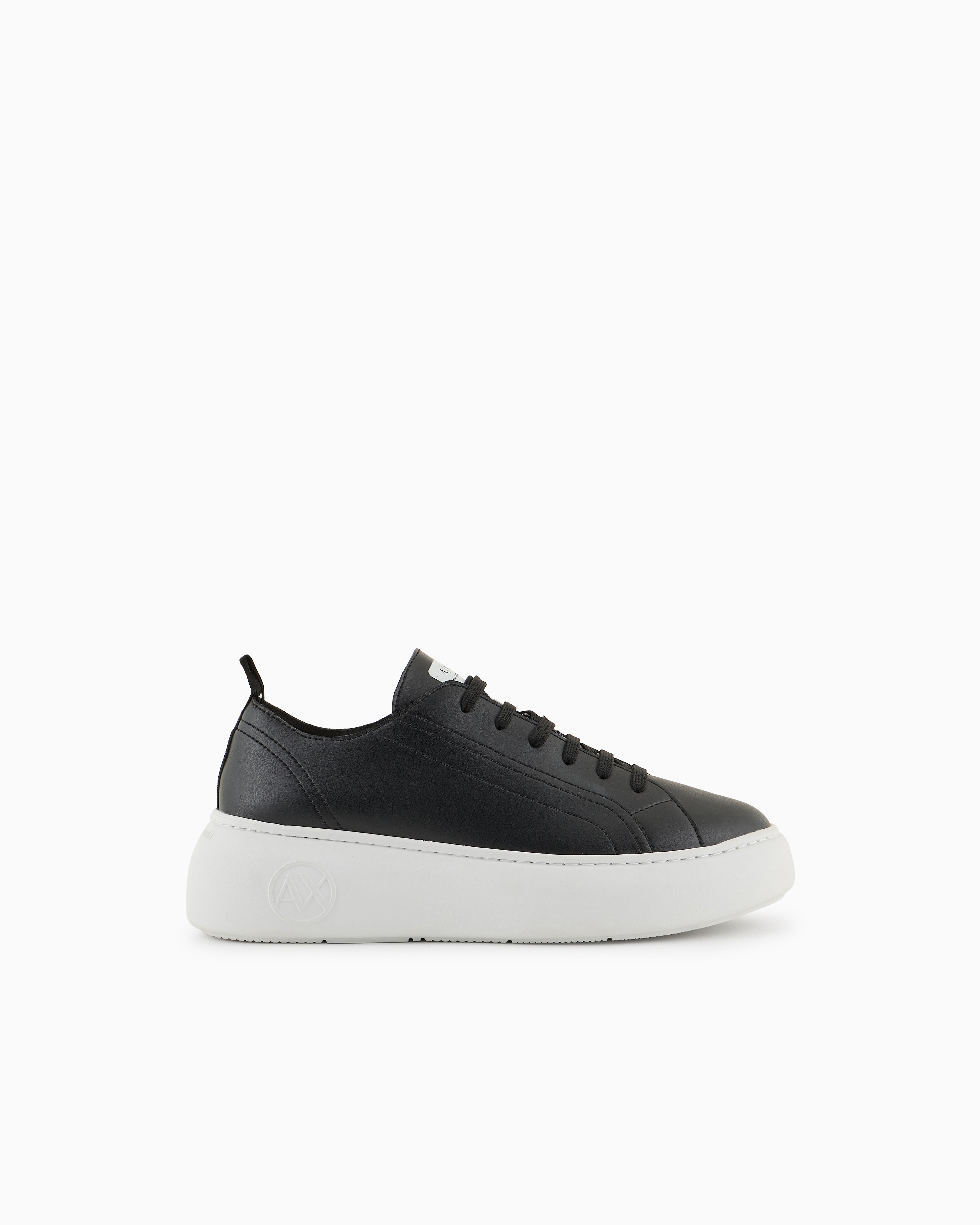 Armani Exchange - Chunky leather sneakers, Woman, Black, Size:
