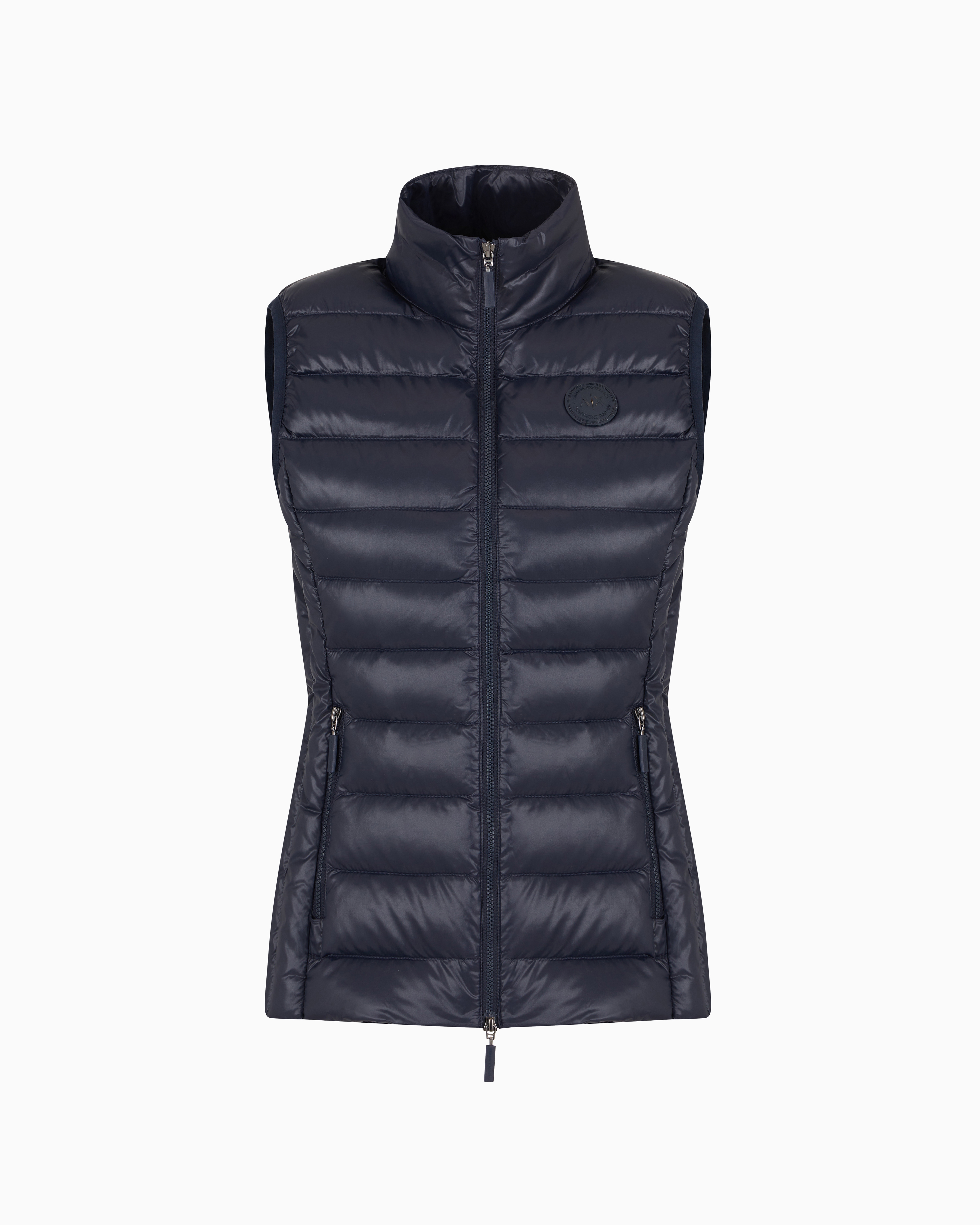 Armani Exchange - Sleeveless Padded Down Jacket, Woman, Navy_blue, Size: