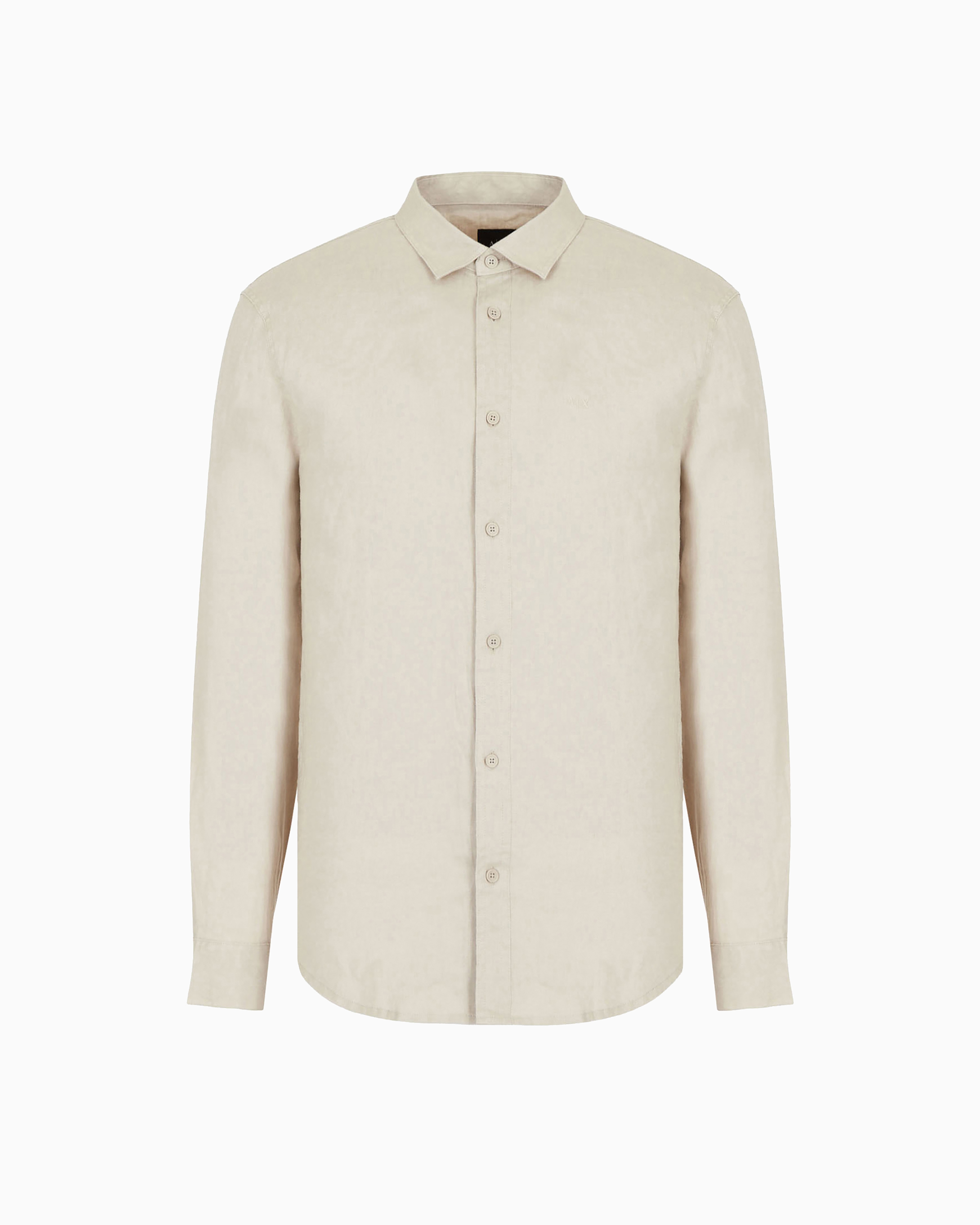 Armani Exchange - Regular fit cotton shirt, Man, Beige, Size: