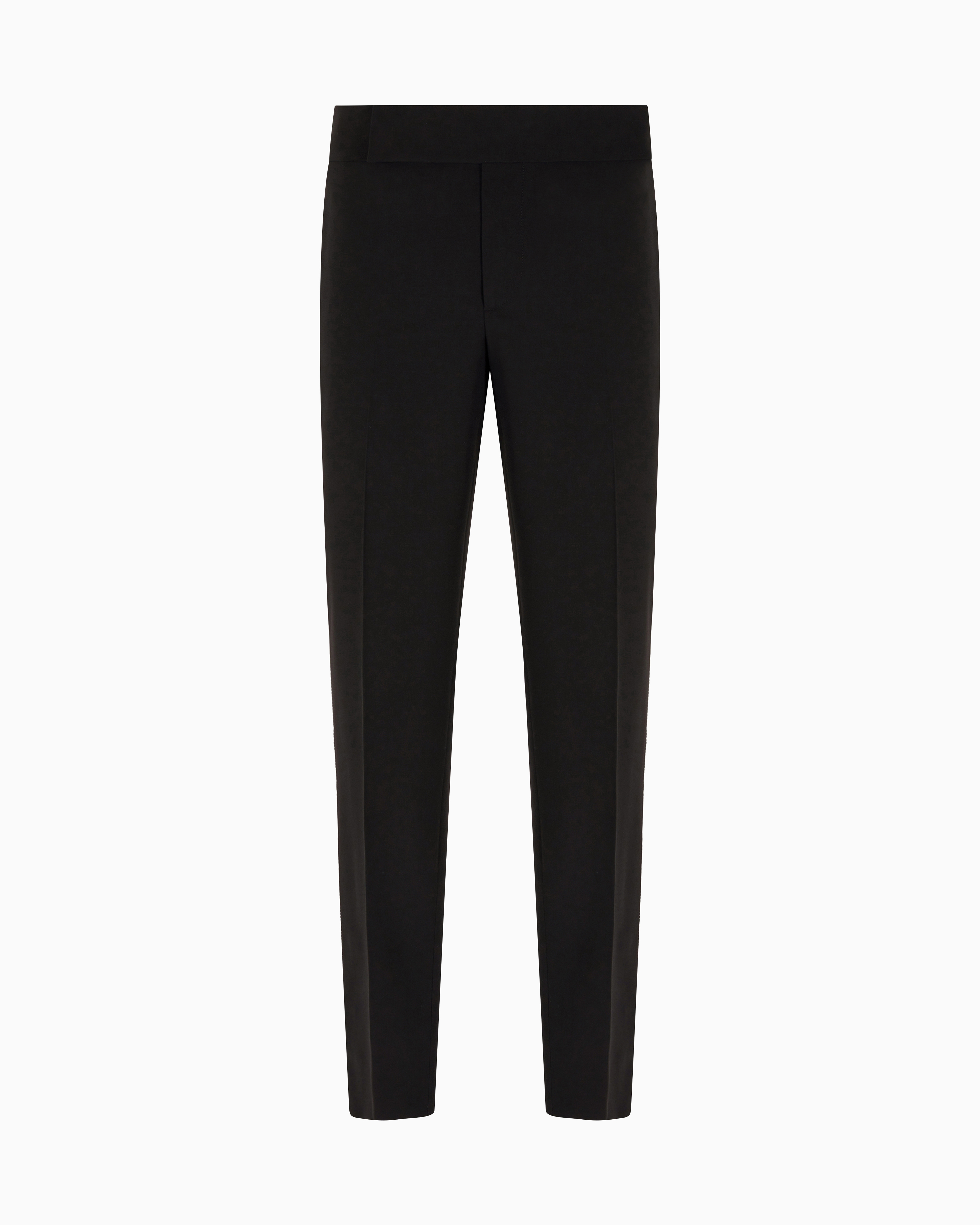 Giorgio Armani Giorgio's Flat-front Trousers In Wool Crêpe In Black