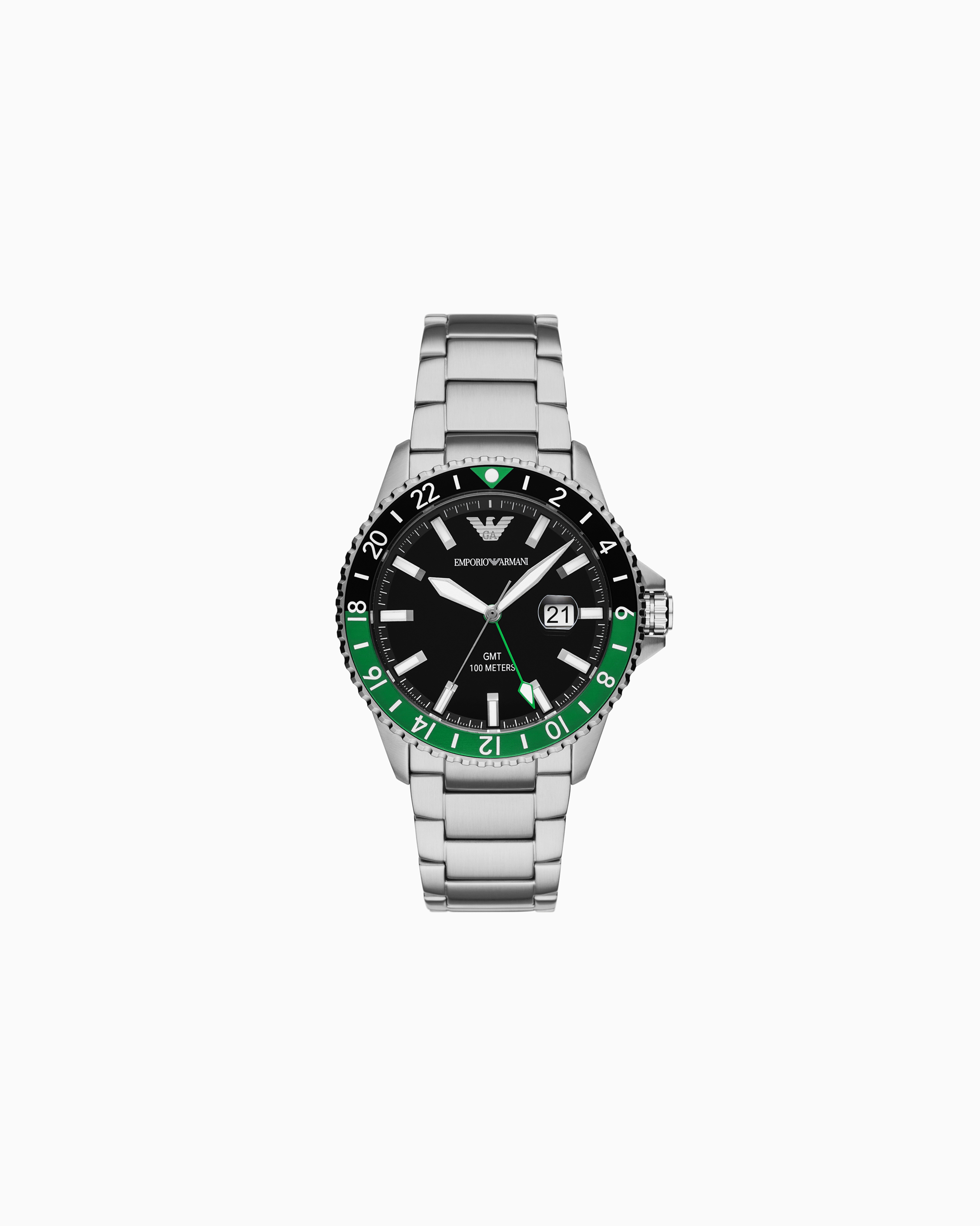 Emporio Armani - World Explorer GMT Dual Time Stainless Steel Watch, Man, Multicoloured, Size: TU