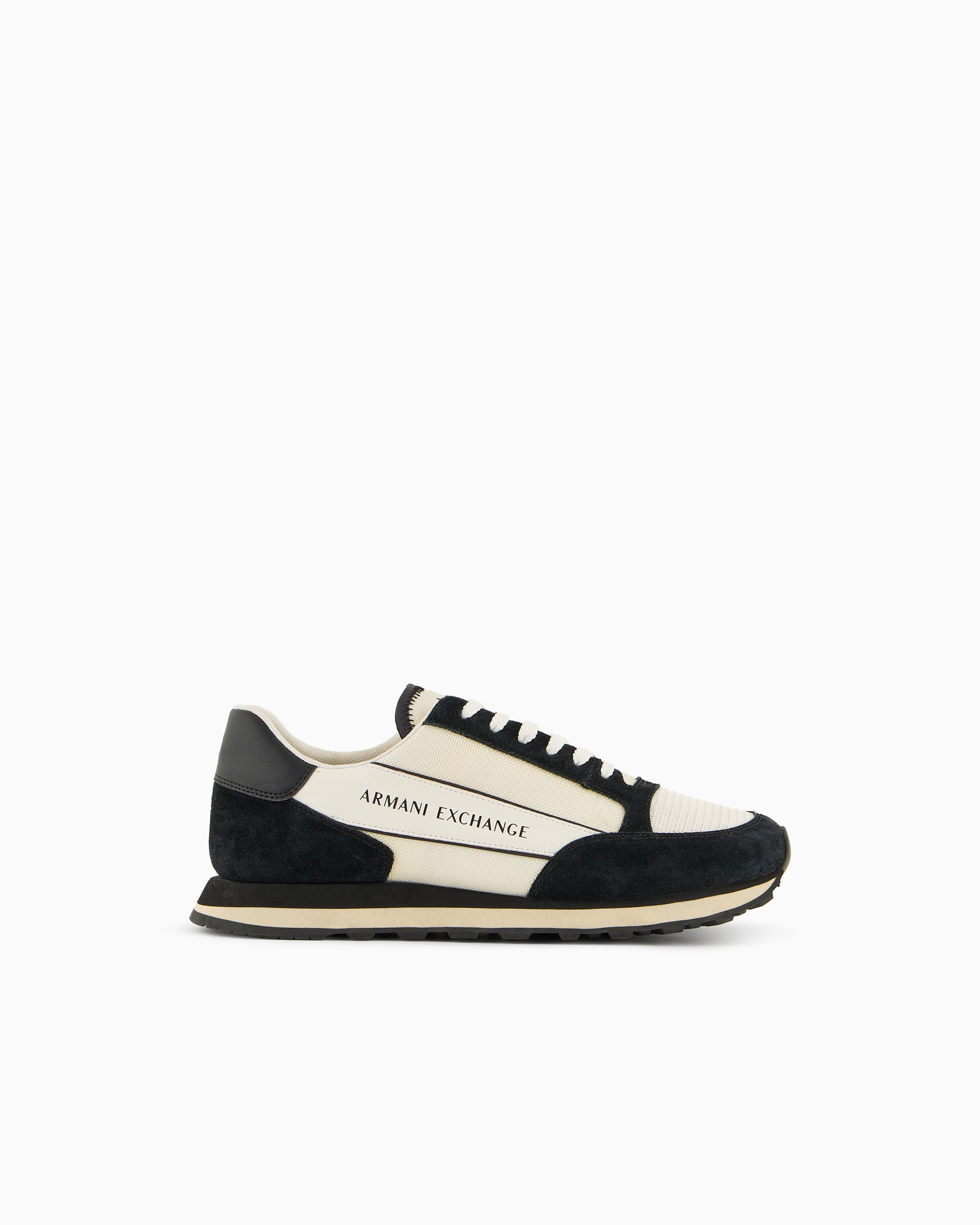 Armani Exchange - Suede sneakers with mesh inserts, Man, Black, Size: