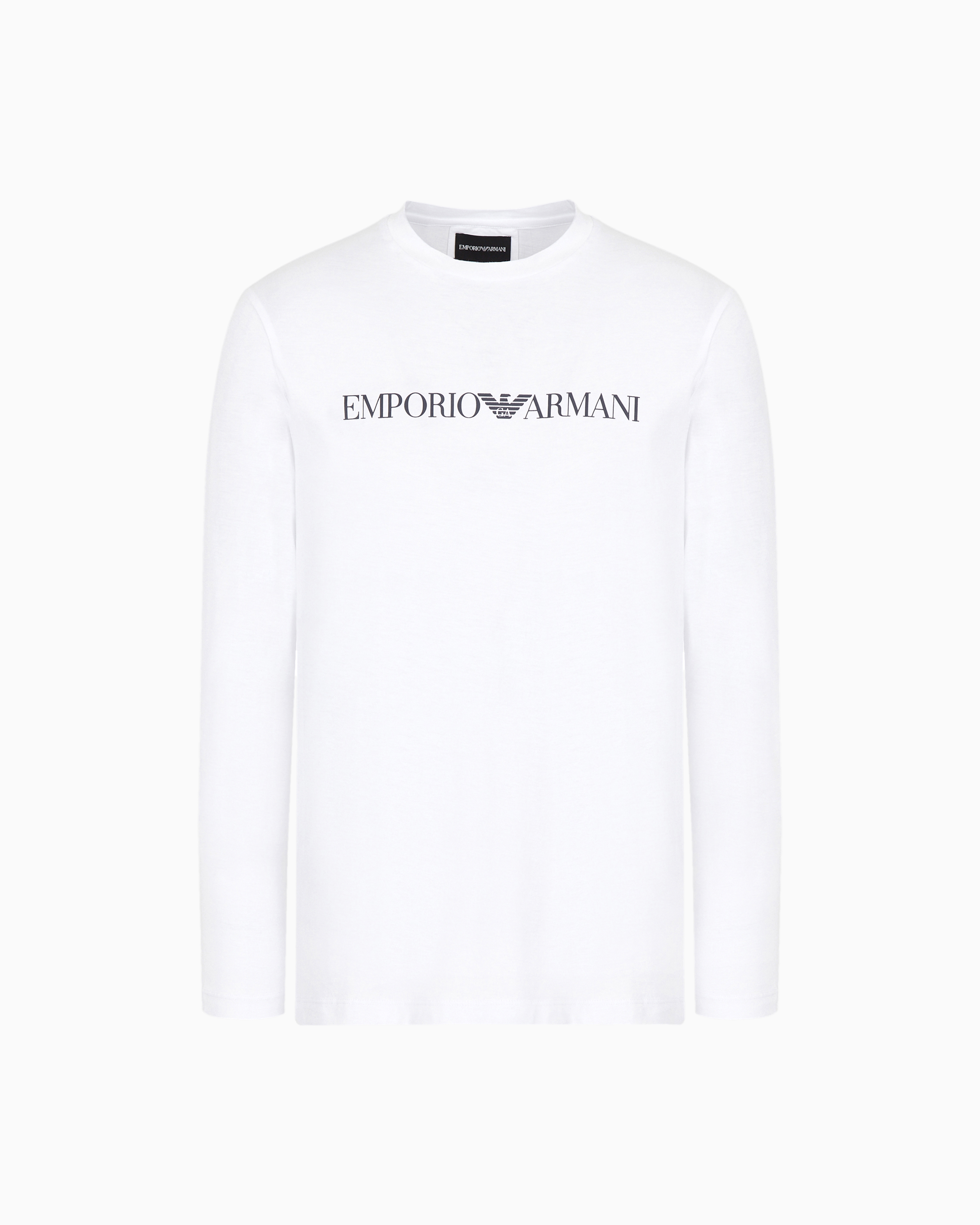 Emporio Armani - Pima-jersey jumper with printed logo, Man, White, Size: