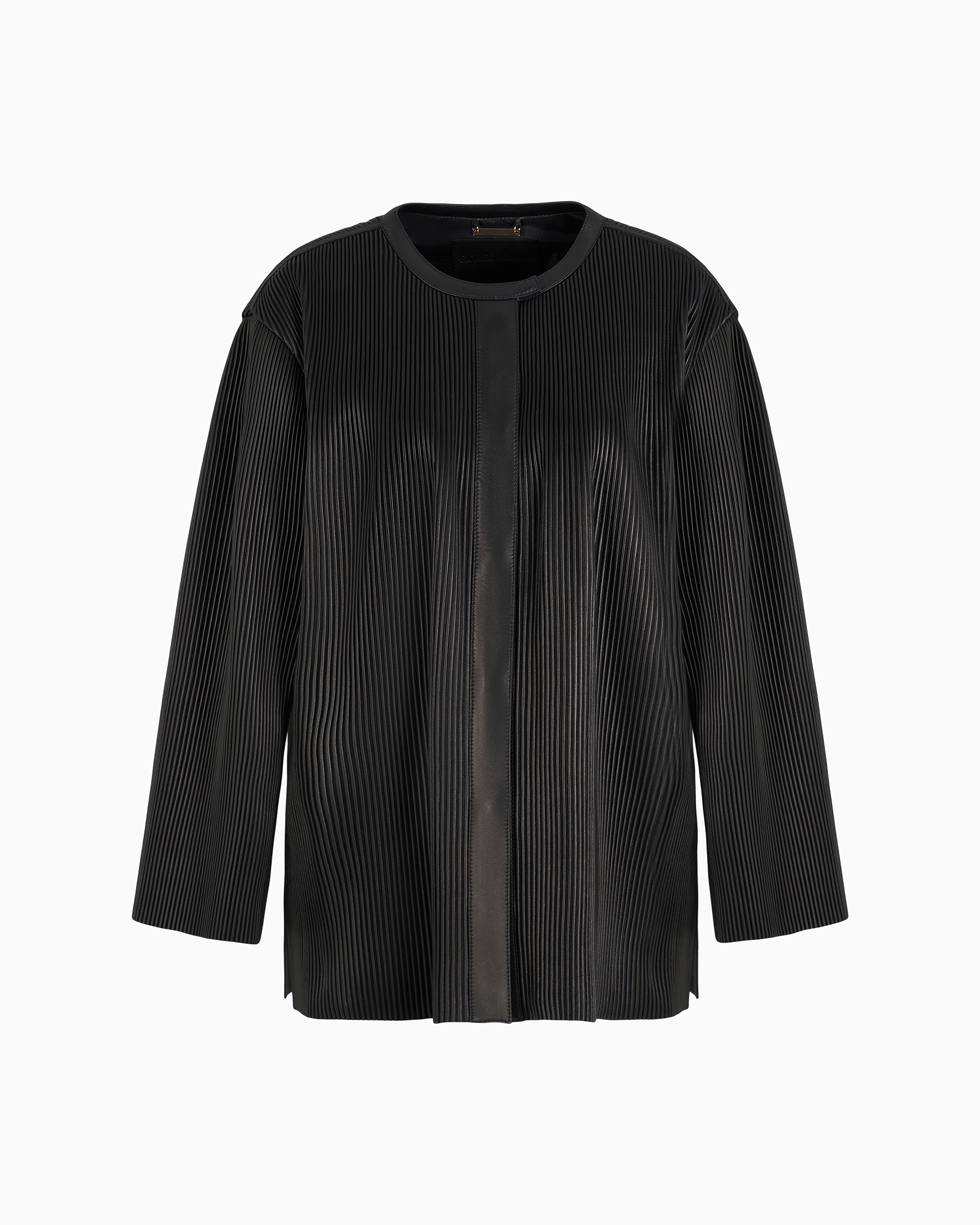 Giorgio Armani Pleated Nappa-leather Blouson In Black
