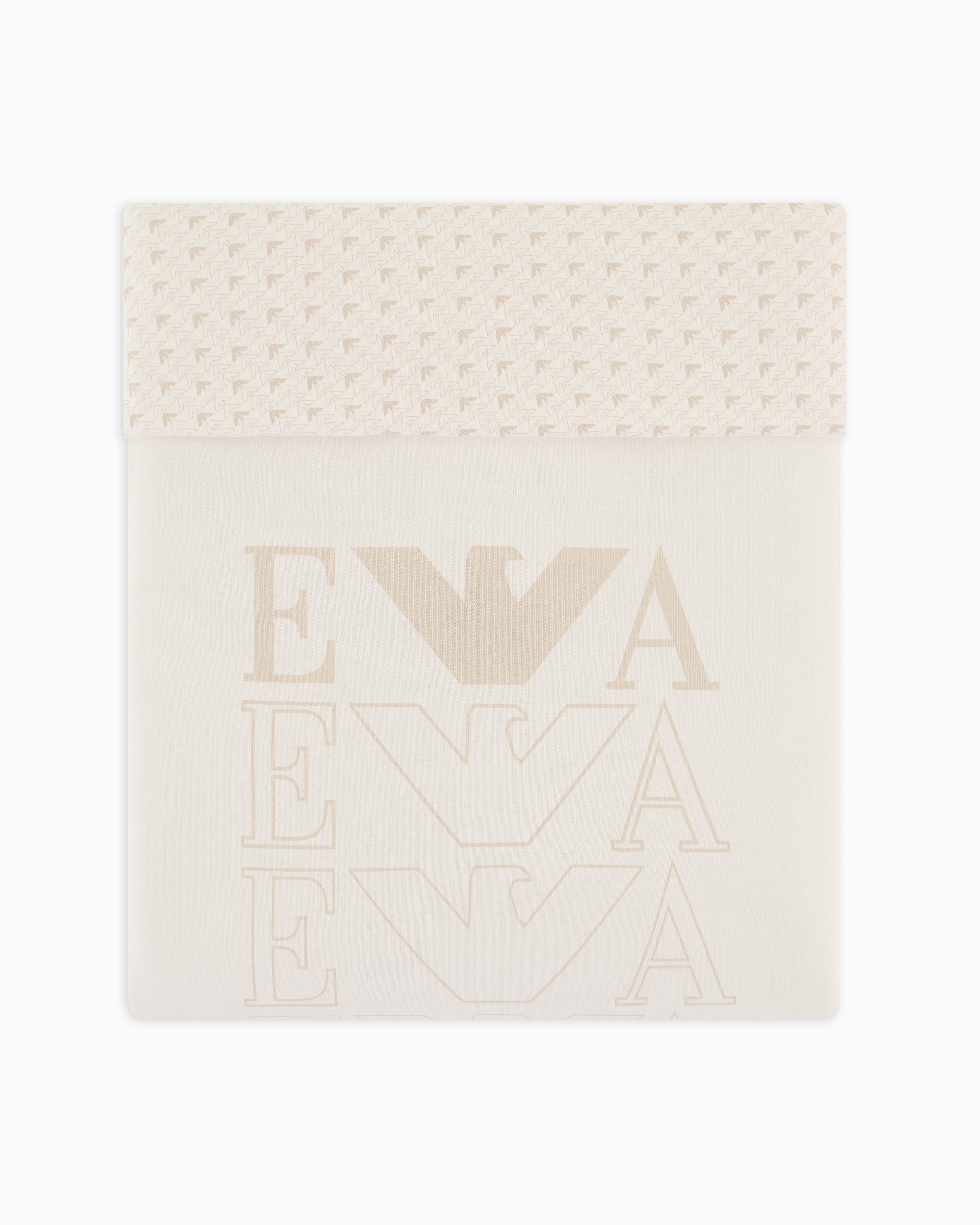 Emporio Armani - Double-faced blanket with op-art logo and eagles, Unisex Junior, Beige, Size: TU
