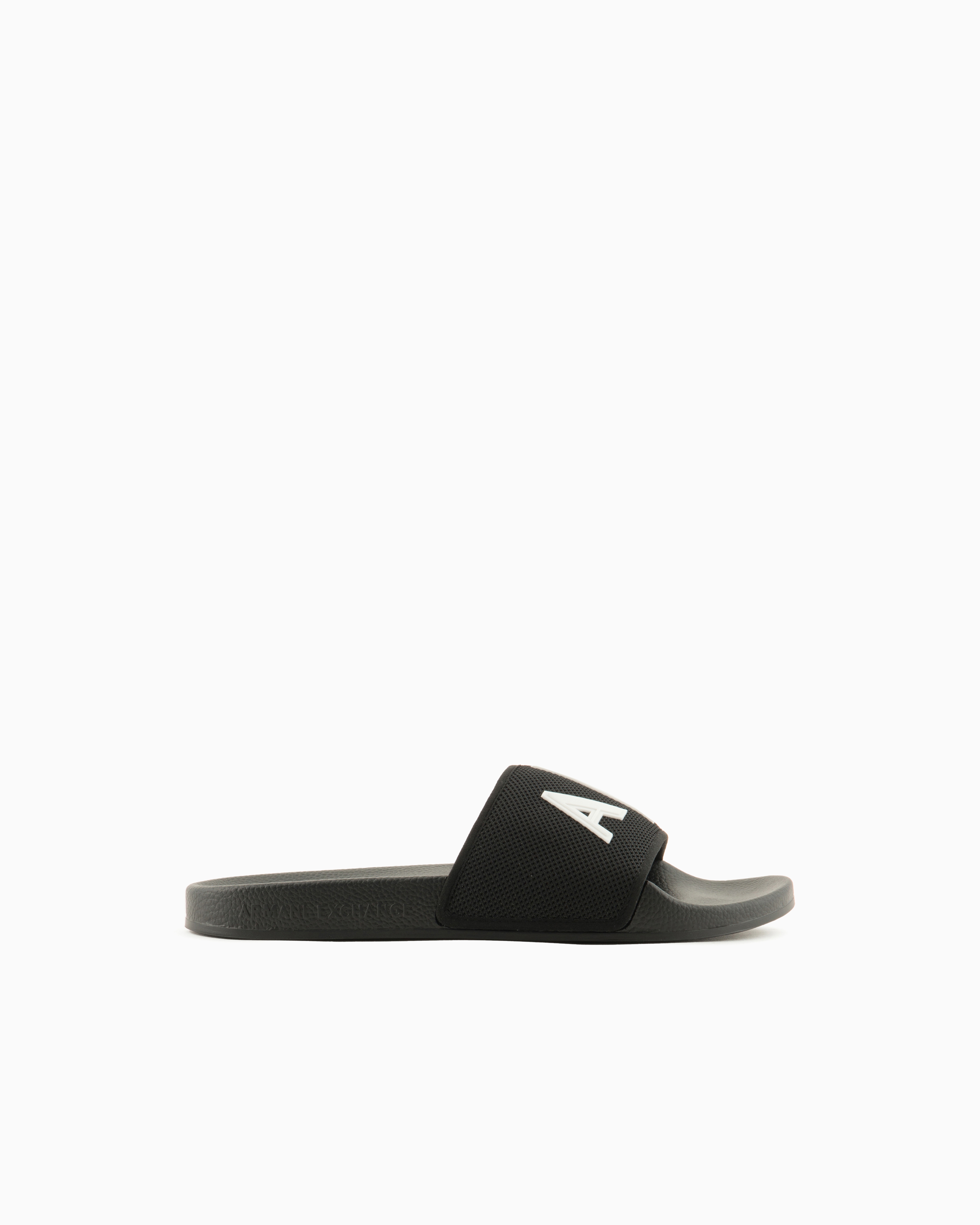 Armani Exchange - Slider slippers with logo, Man, Black, Size: