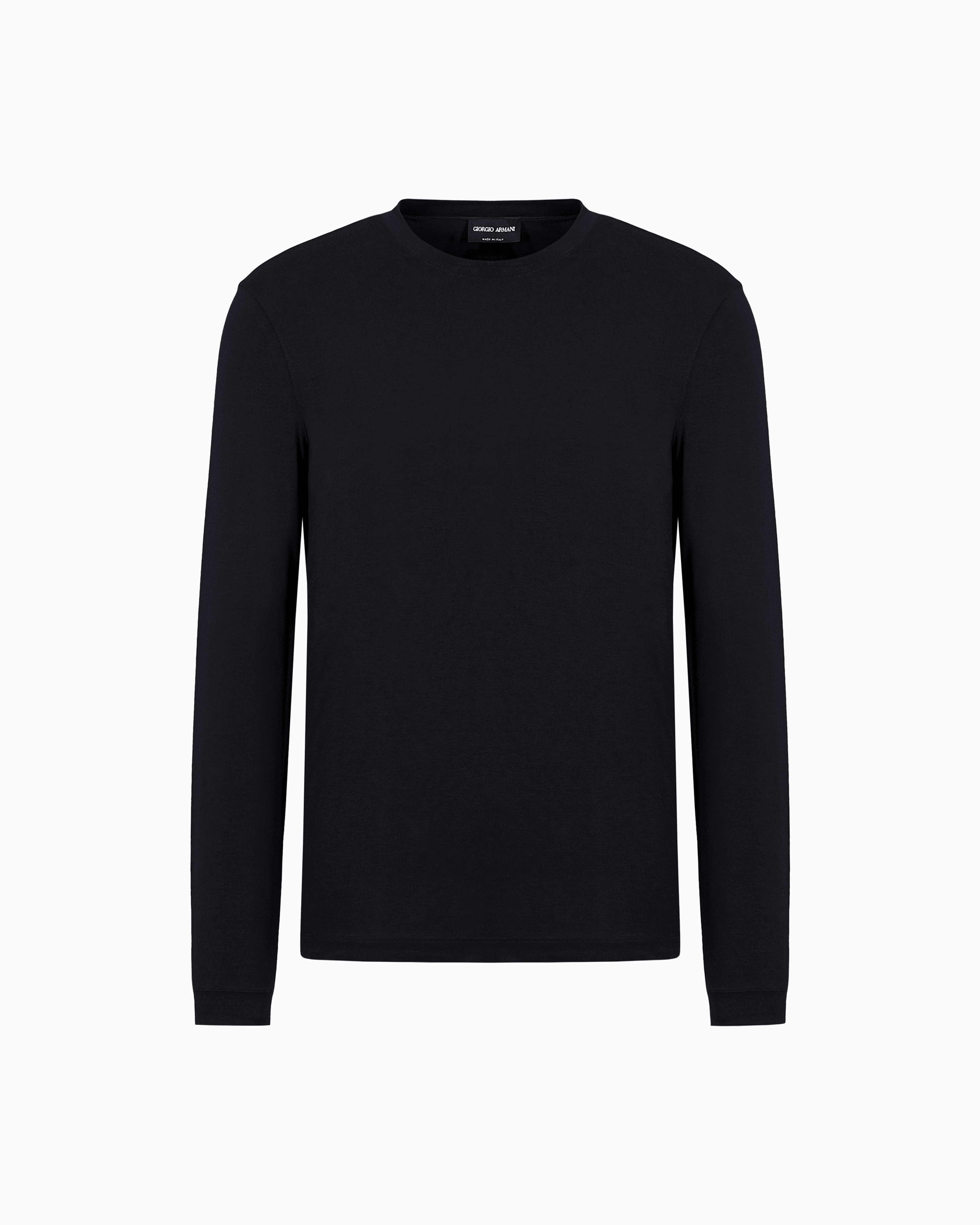 Stretch viscose jersey jumper with crew neck and long
