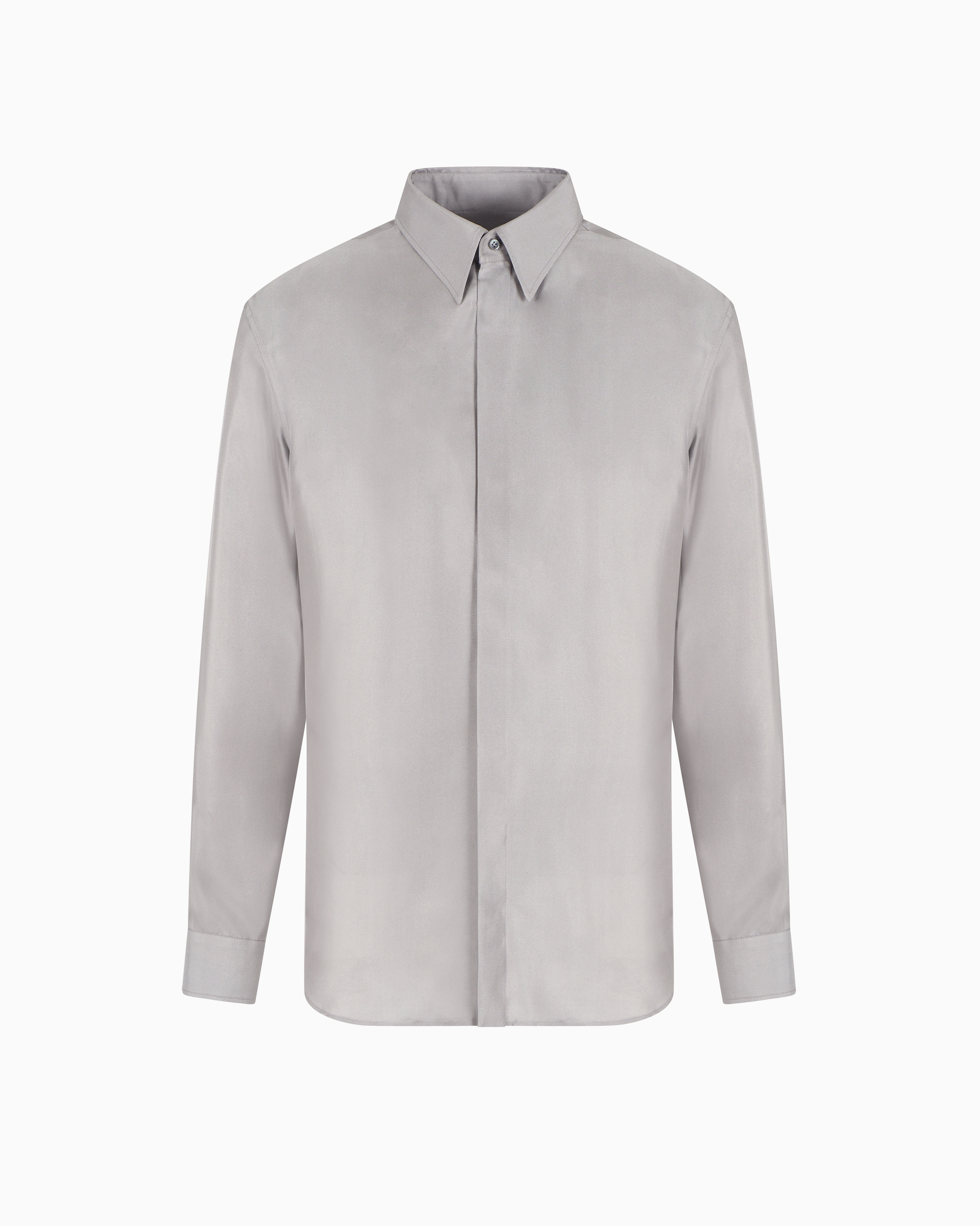Giorgio Armani Slim-fit, Silk-twill Shirt In White