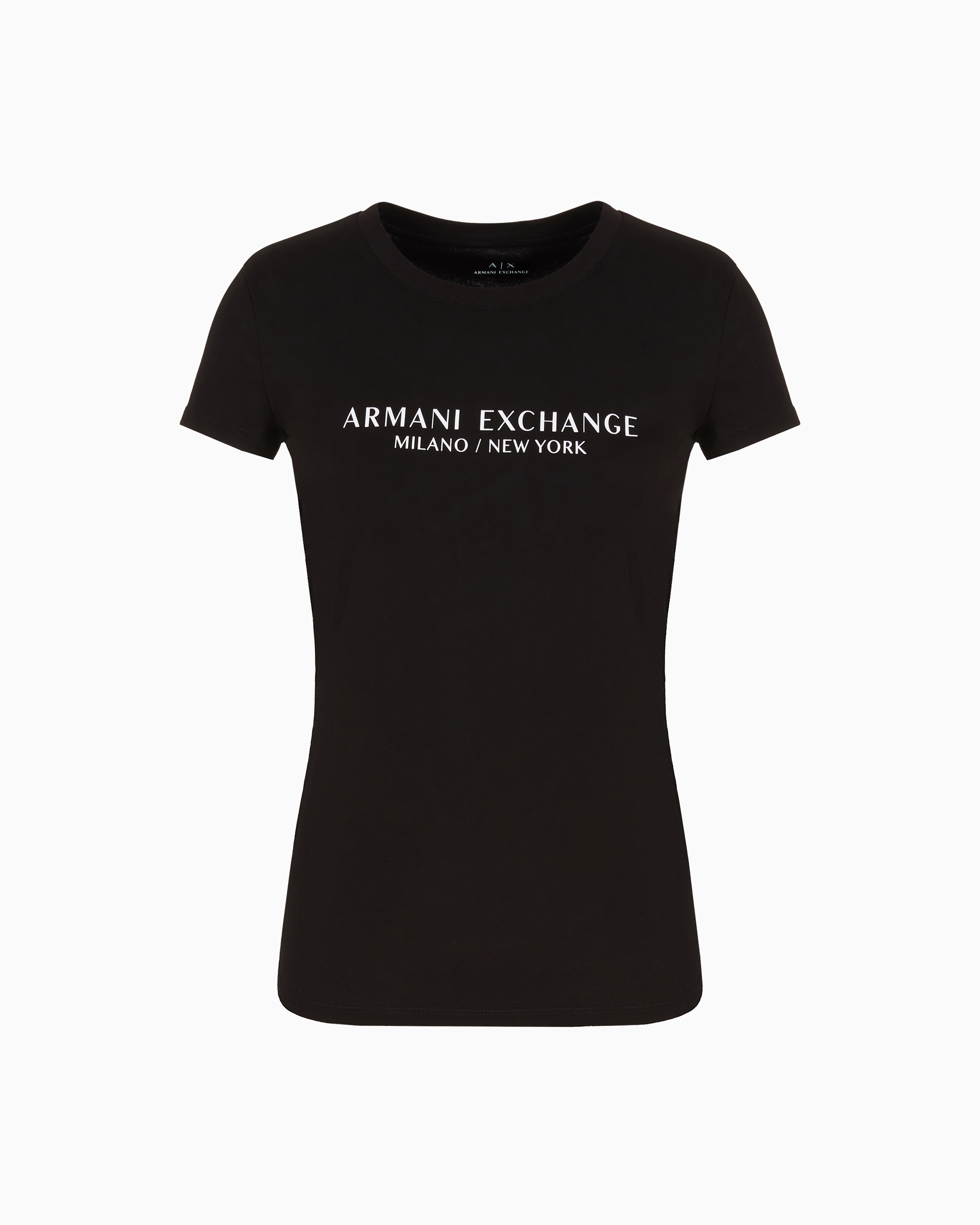 Armani Exchange - Slim fit T-shirt with Milan New York print, Woman, Black, Size: