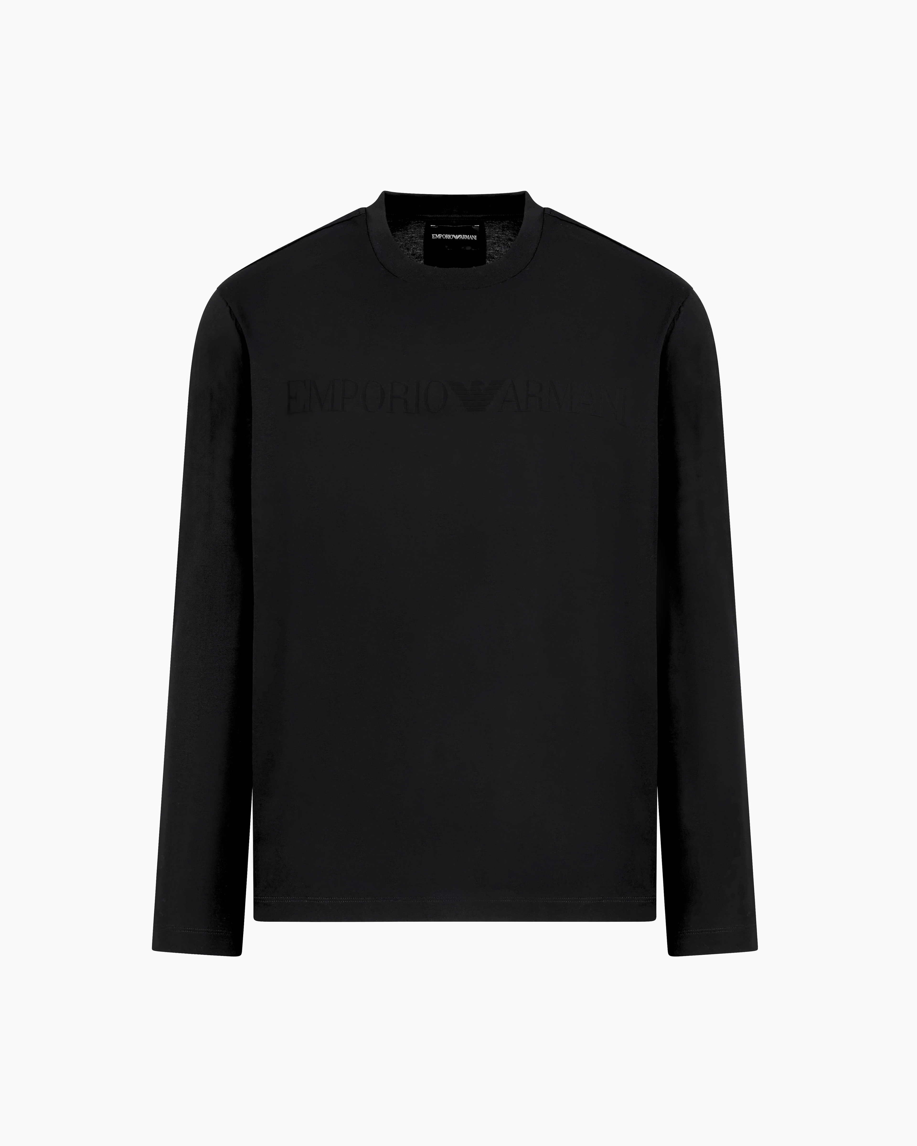 Emporio Armani - Jersey jumper with jacquard logo, Man, Black, Size:
