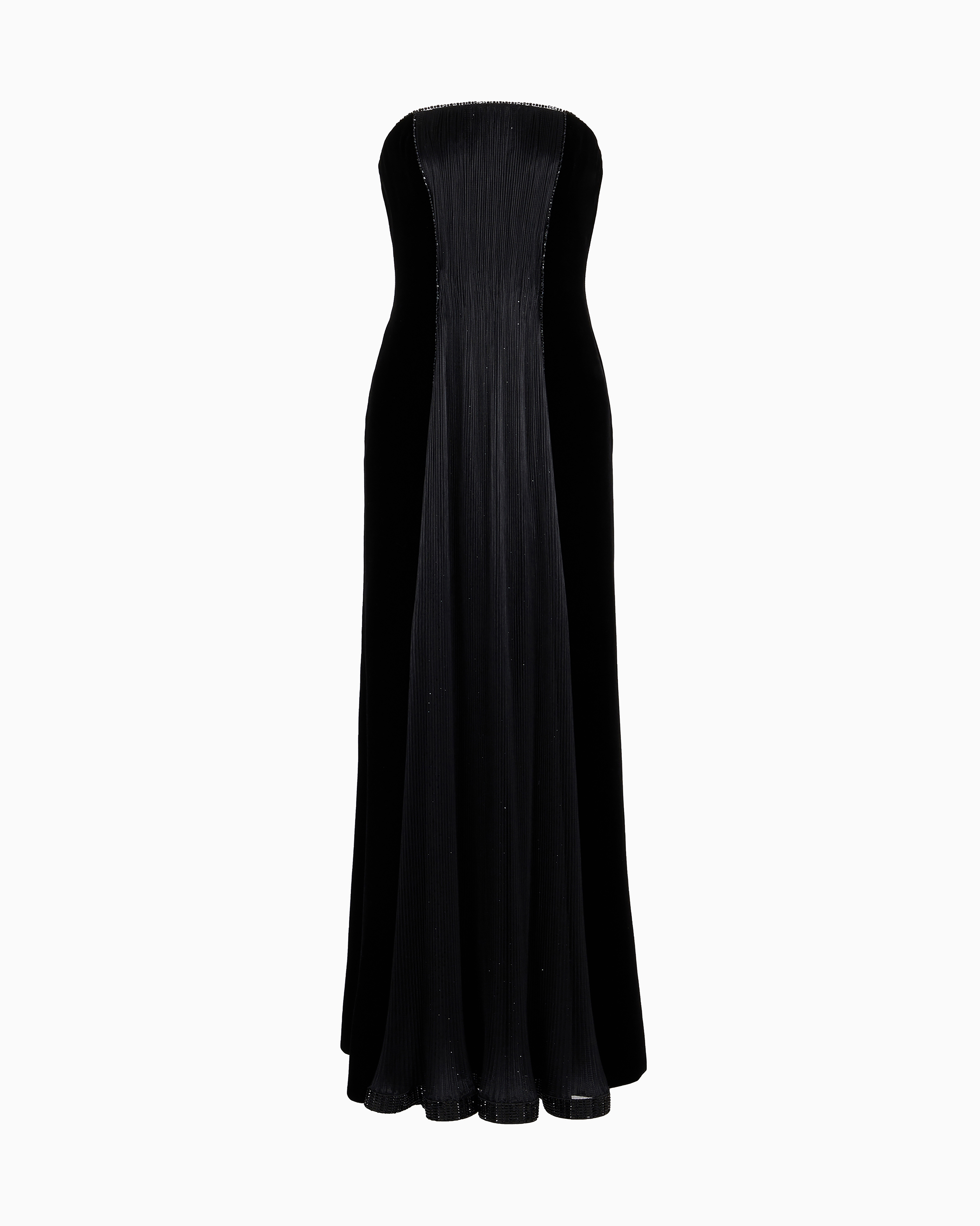 Giorgio Armani Official Store Armani Sustainability Values Triple Silk-georgette Bustier Dress In Black