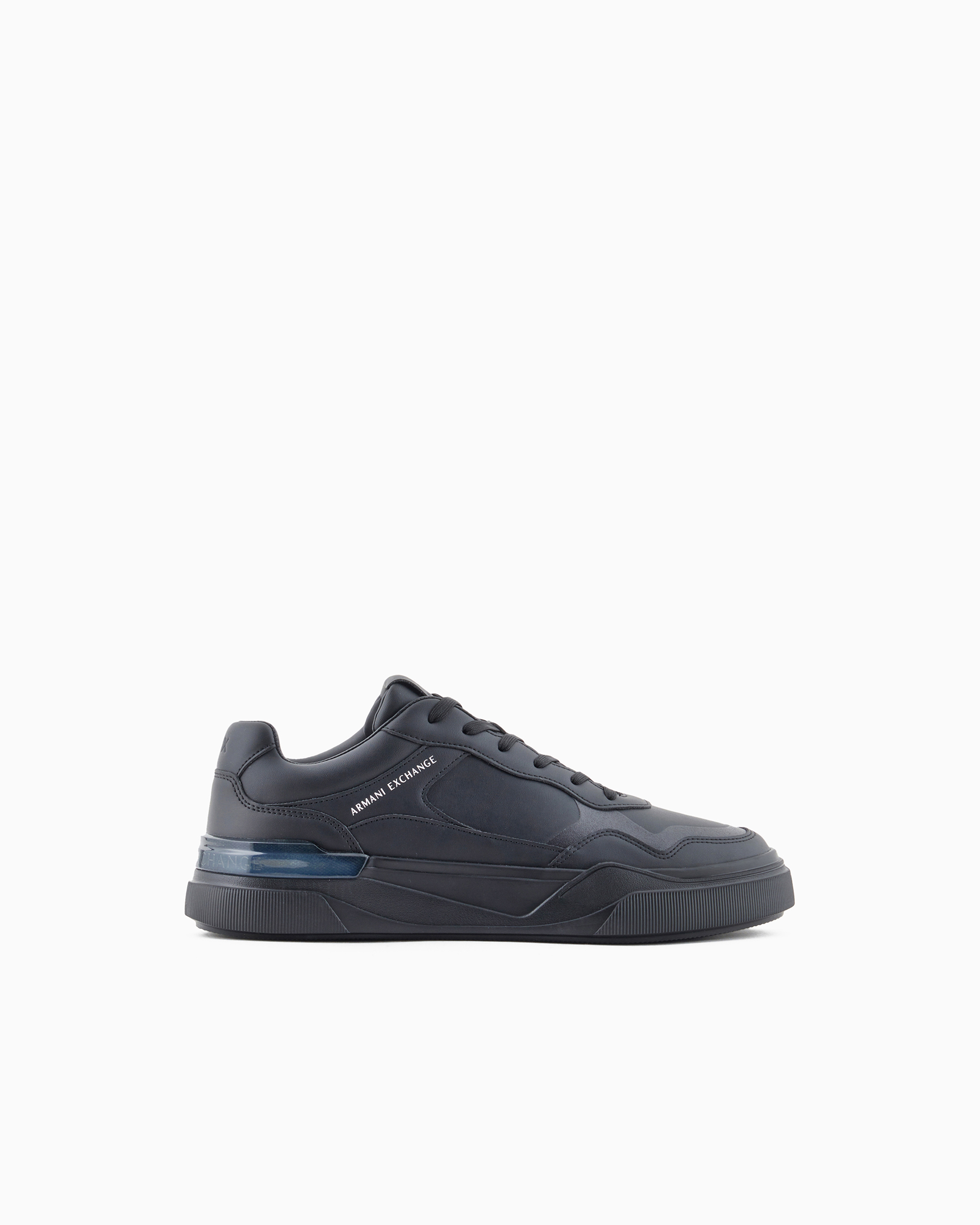 Armani Exchange - Eco-leather sneakers with decorative stitching, Man, Black, Size: