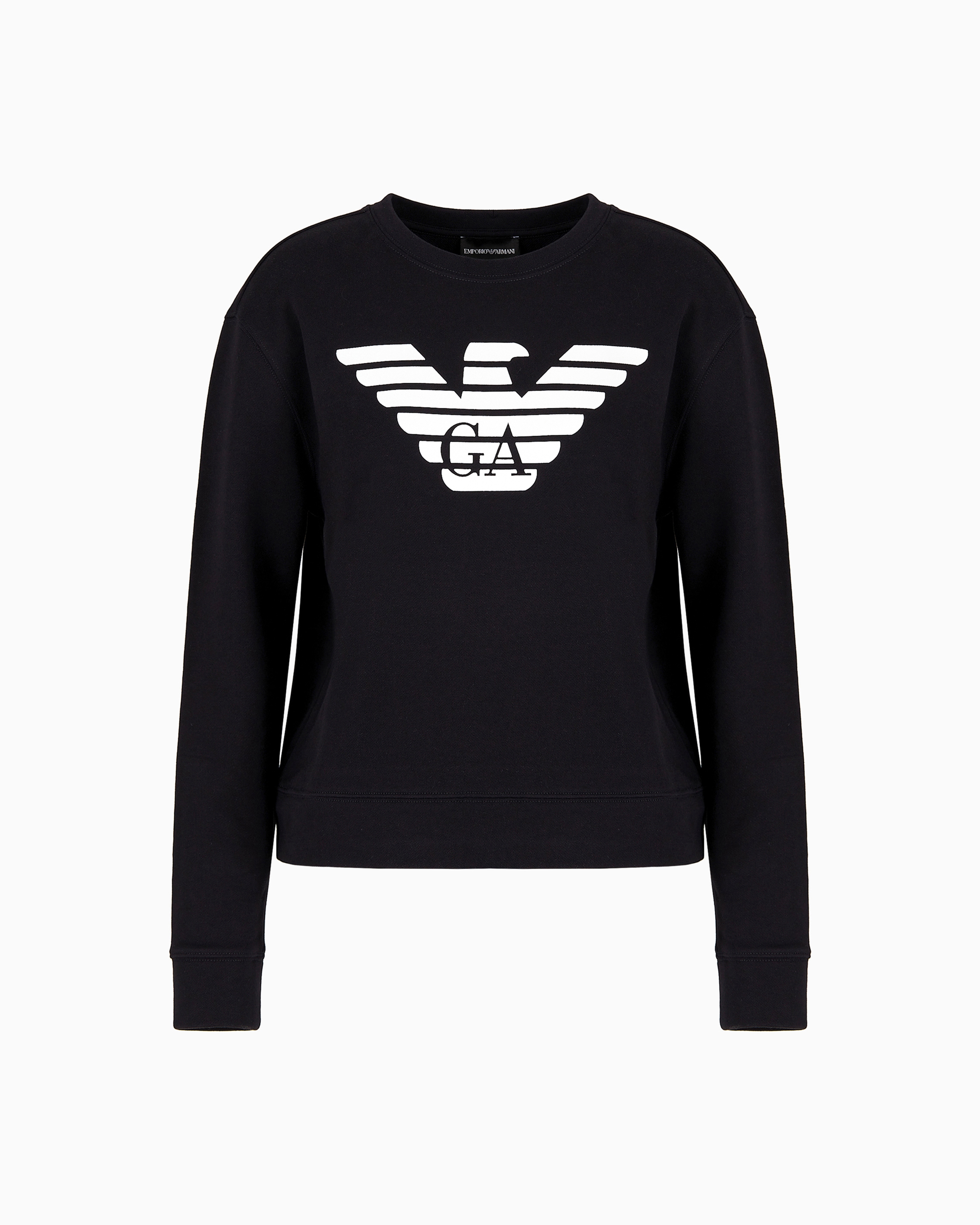 Emporio Armani - ASV organic jersey sweatshirt with logo, Woman, Navy Blue, Size: