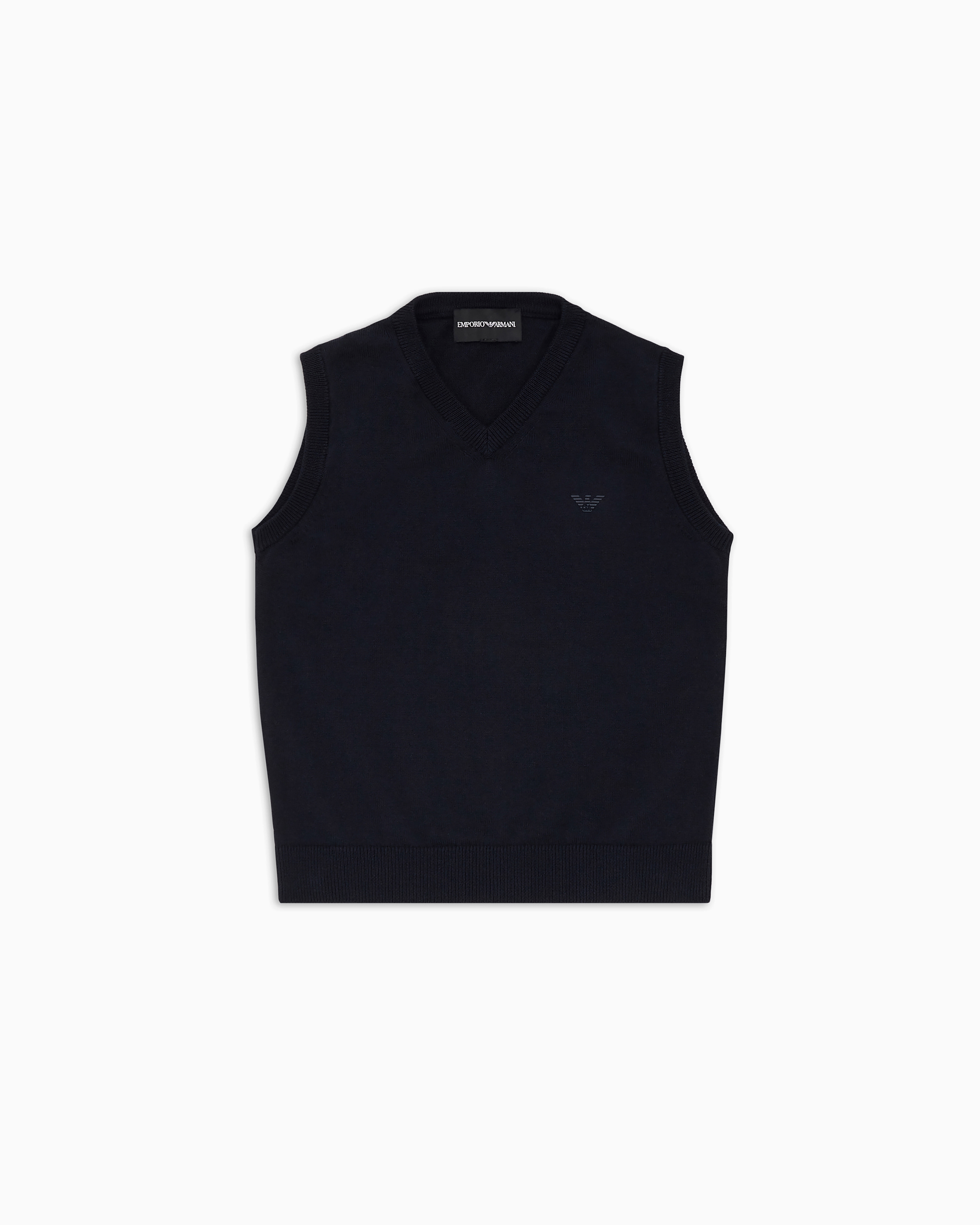 Emporio Armani - Corn-on-the-cob knit V-neck gilet, Boy, Blue, Size: