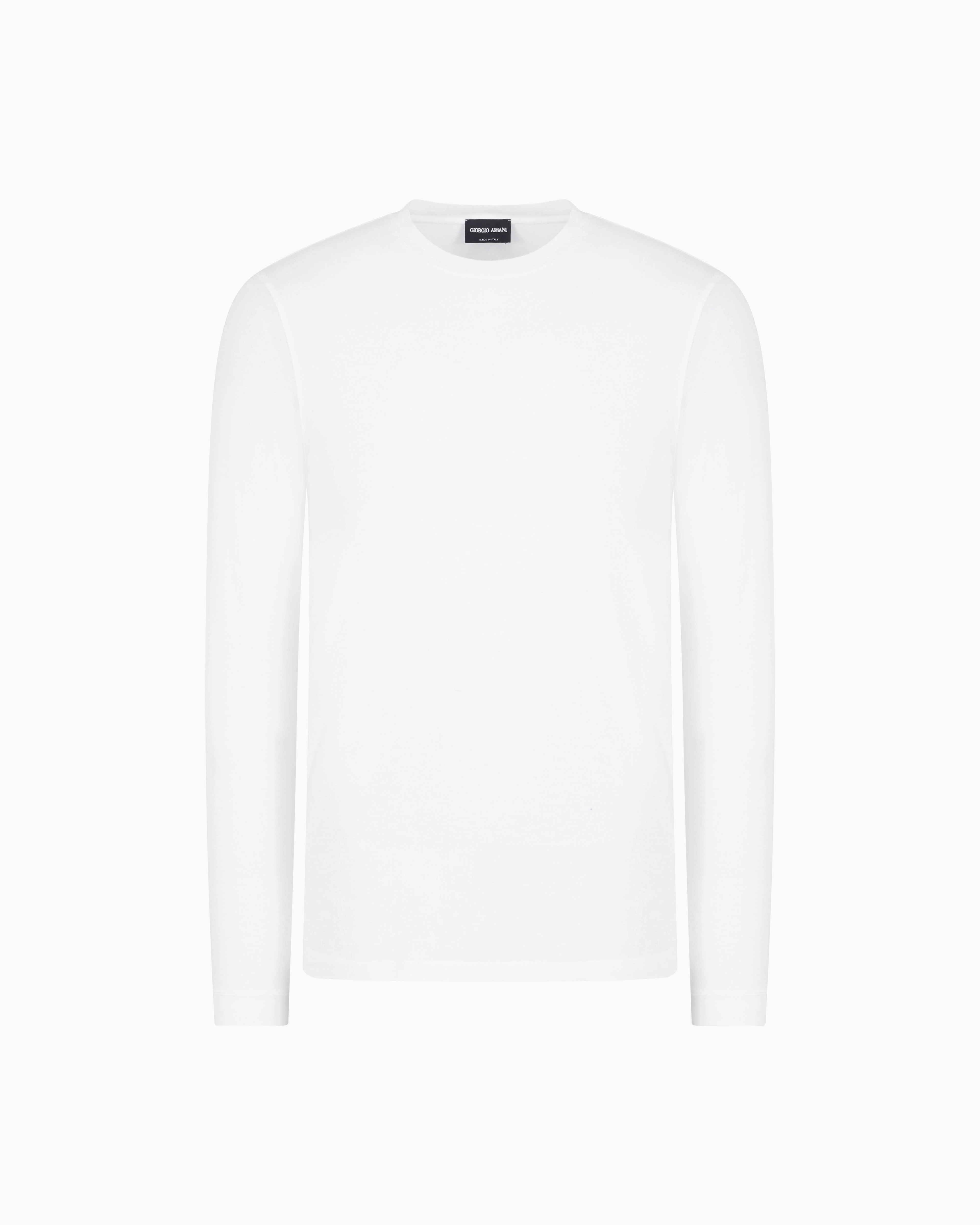 Giorgio Armani White Stretch Viscose Jersey Jumper With Crew Neck And Long Sleeves Size 48