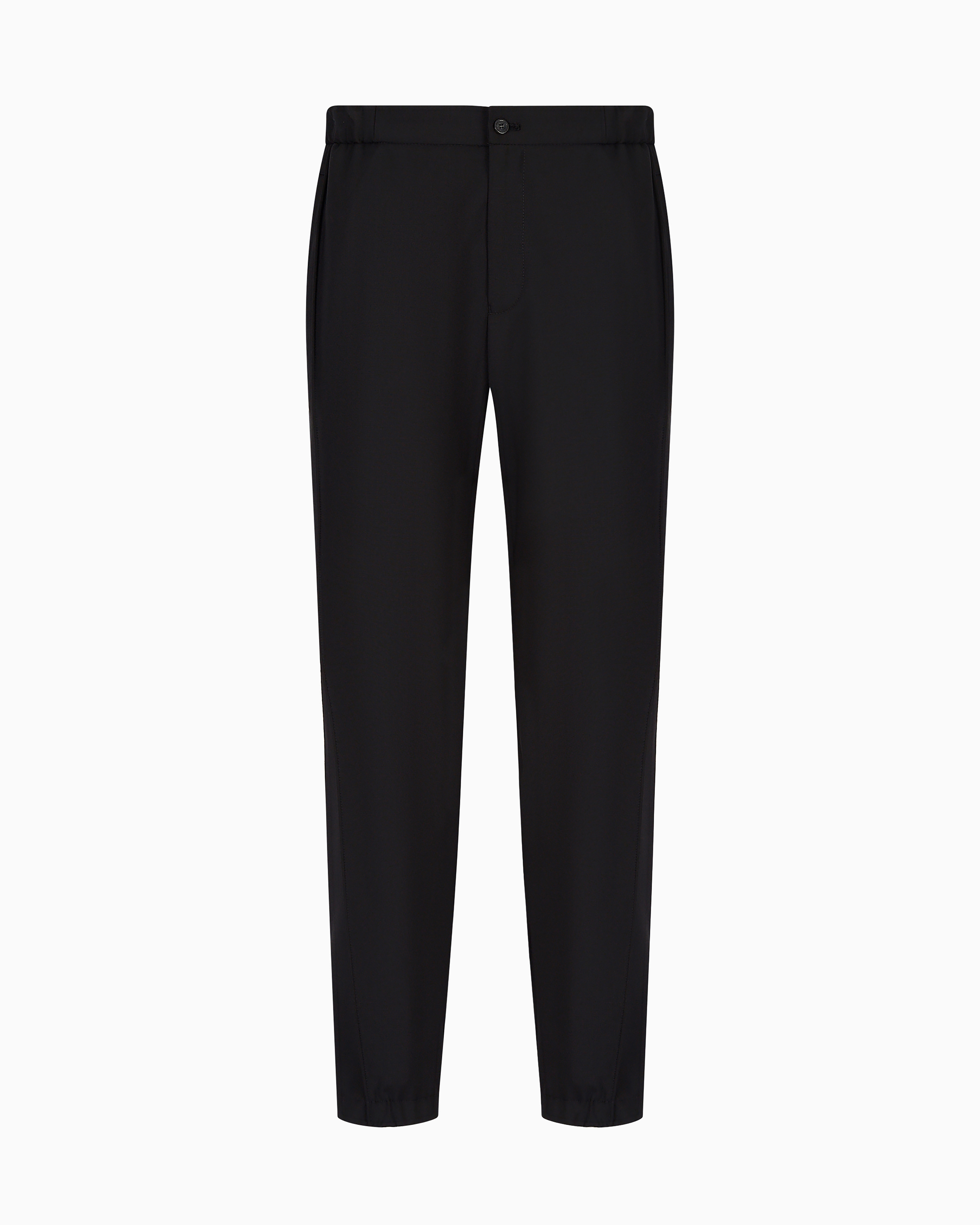 Emporio Armani - Natural stretch canvas trousers with elasticated cuffs, Man, Black, Size: