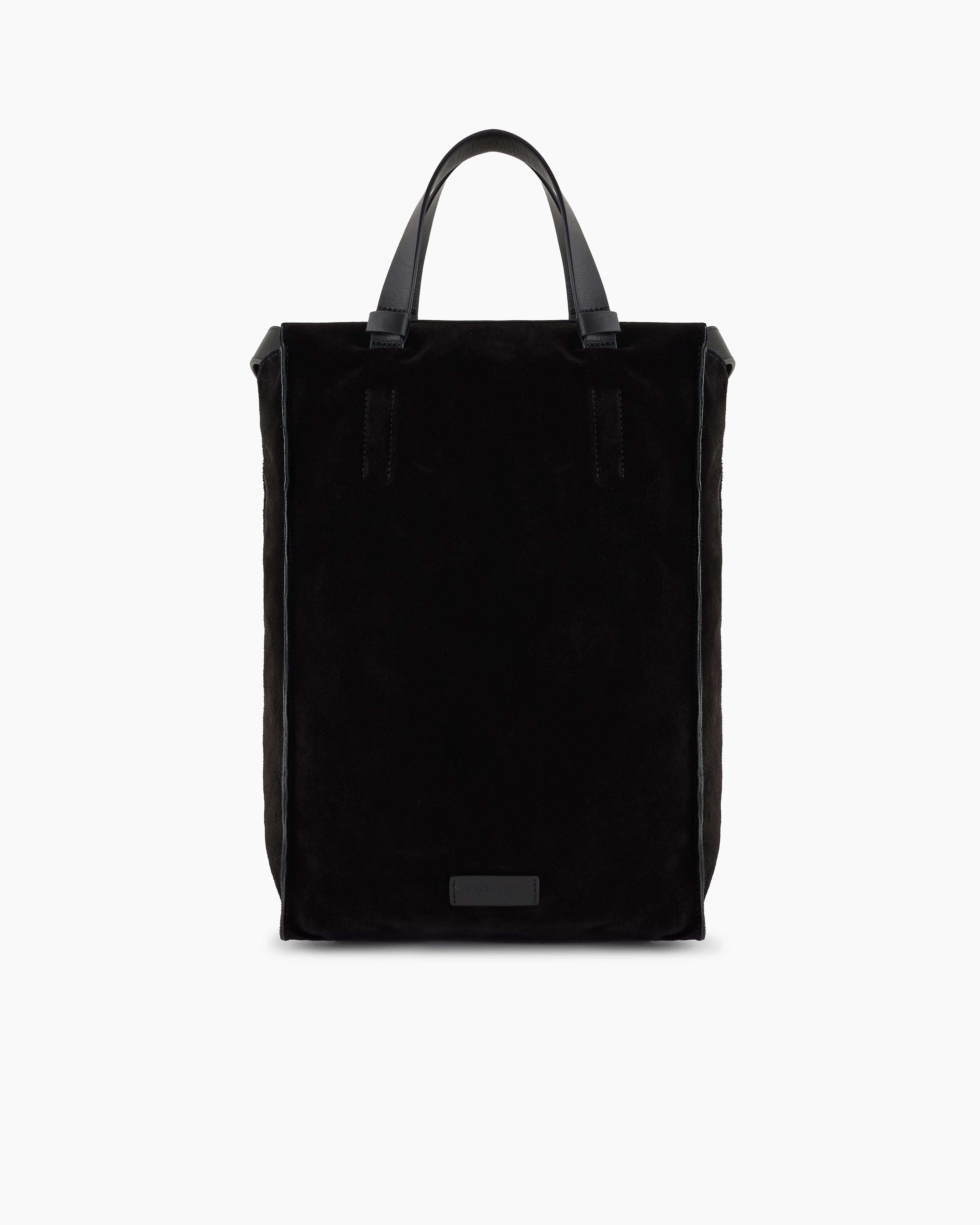 Giorgio Armani Vertical Suede Shopper Bag In Black