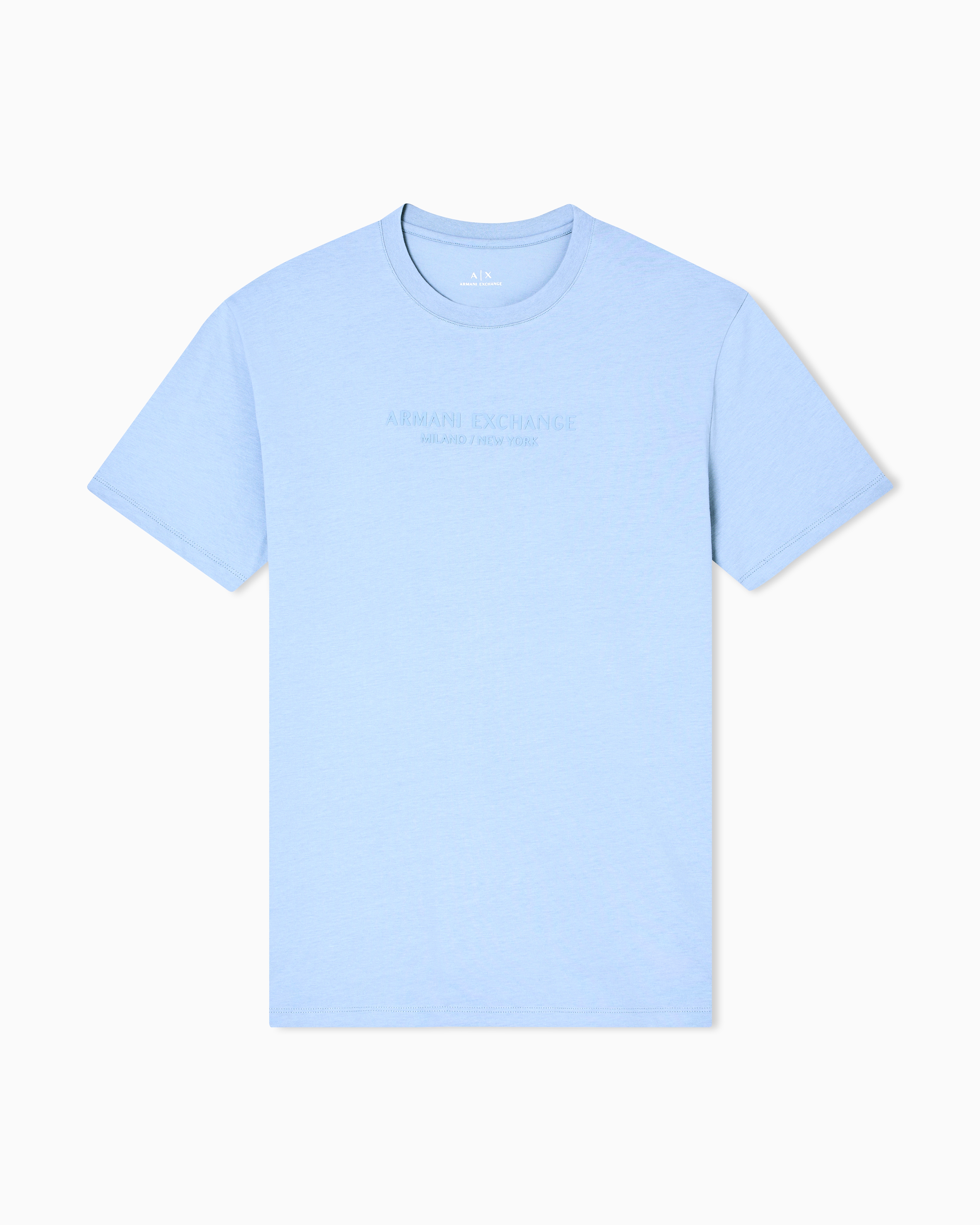 Armani Exchange - Regular fit T-shirt with logo, Man, Light Blue, Size: