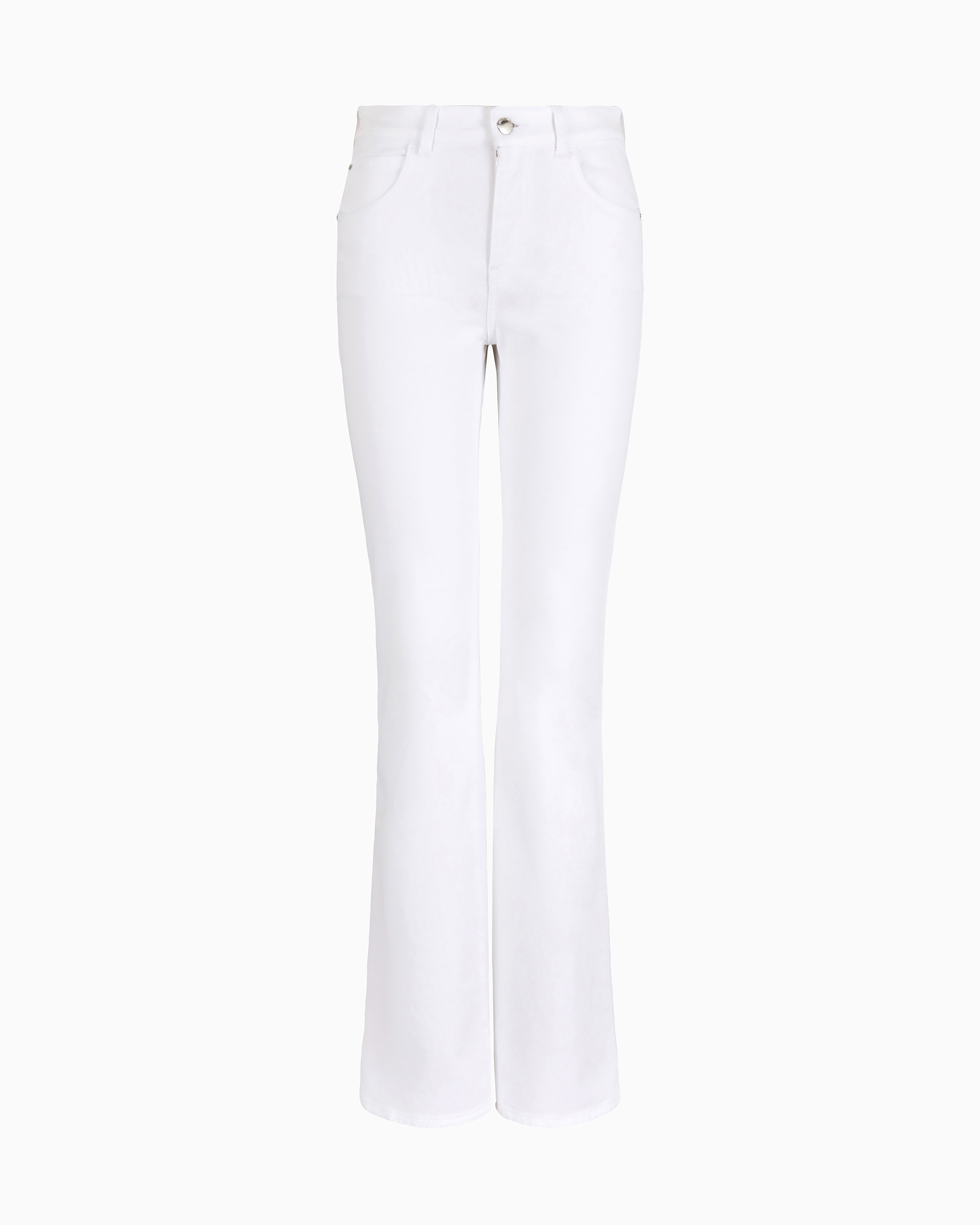 Emporio Armani - J47 Mid-rise flared-hem jeans light worn stretch denim, Woman, White, Size: