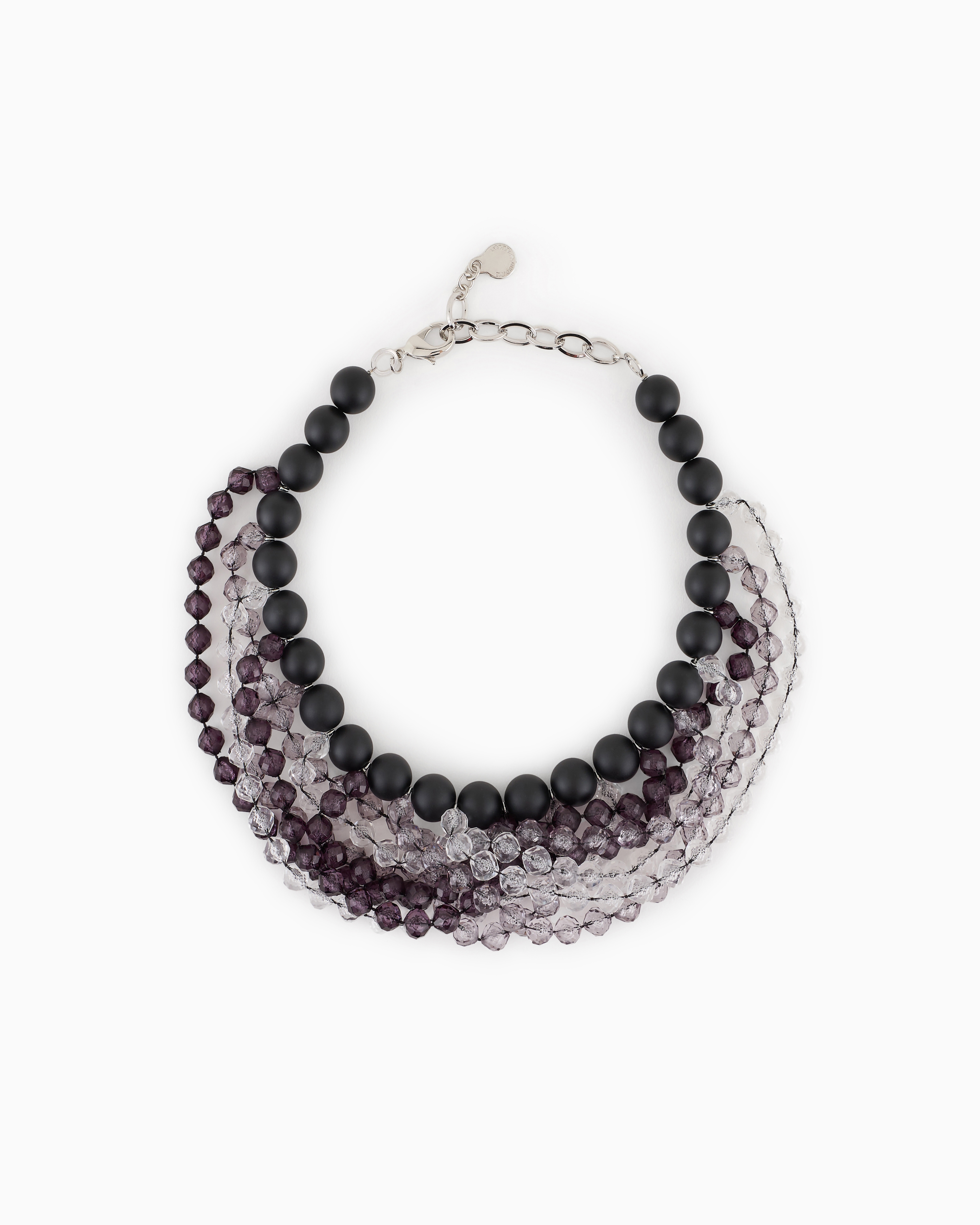Emporio Armani - Multistrand choker necklace with spheres, Woman, Black, Size: TU