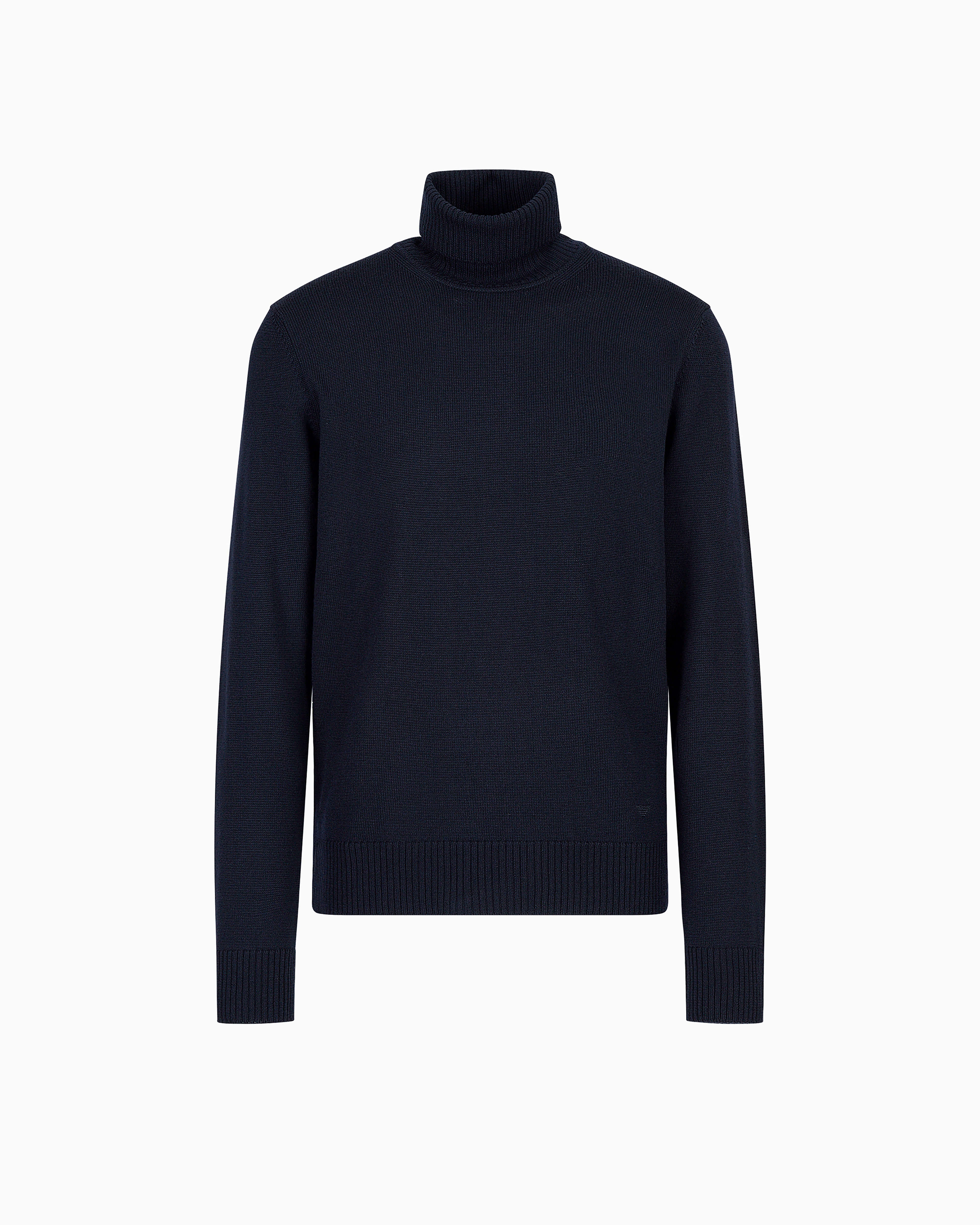 Emporio Armani - Virgin-wool, regular-fit mock-neck jumper, Man, Navy Blue, Size: