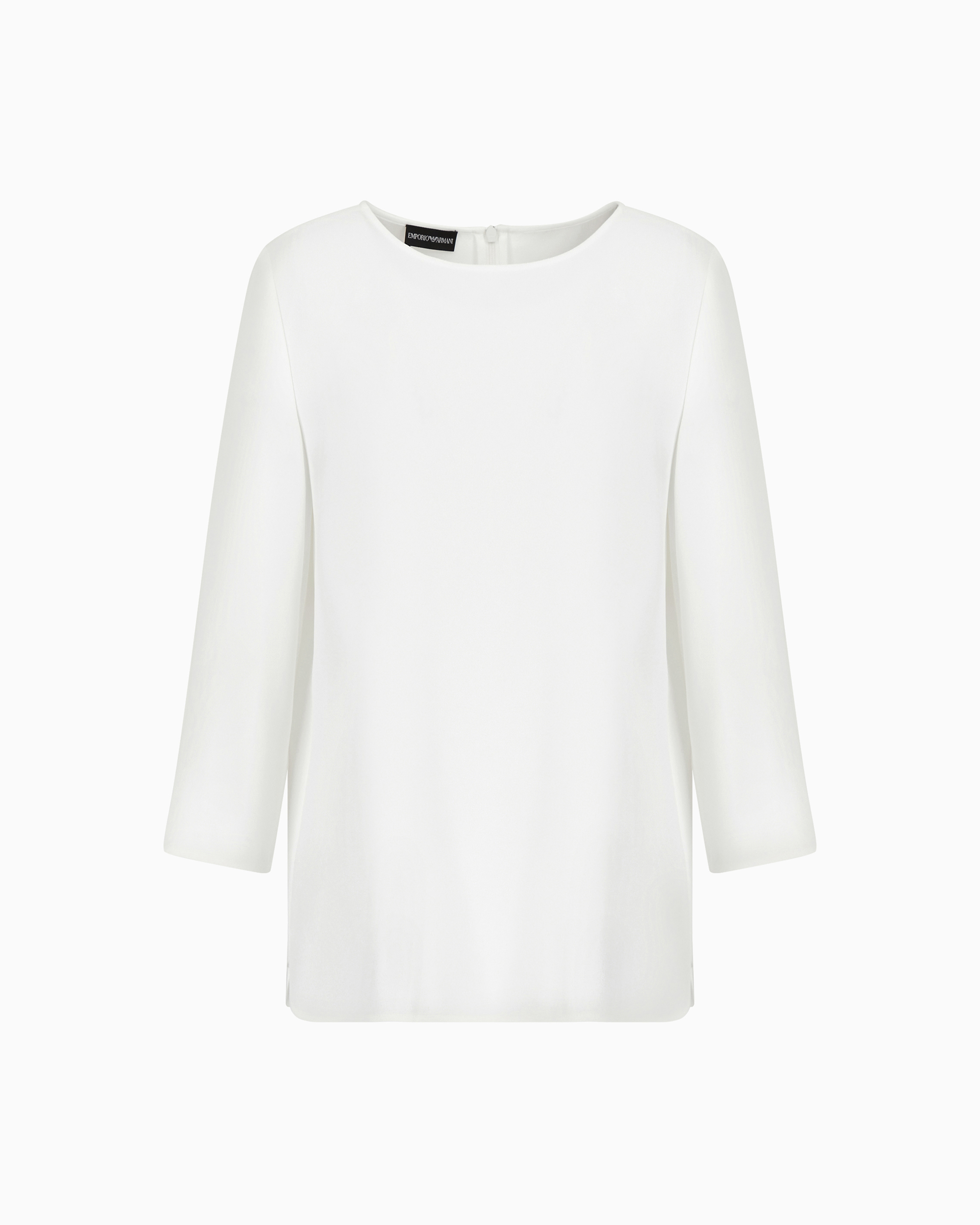 Emporio Armani - Envers-satin blouse with 3/4 sleeves, Woman, White, Size: