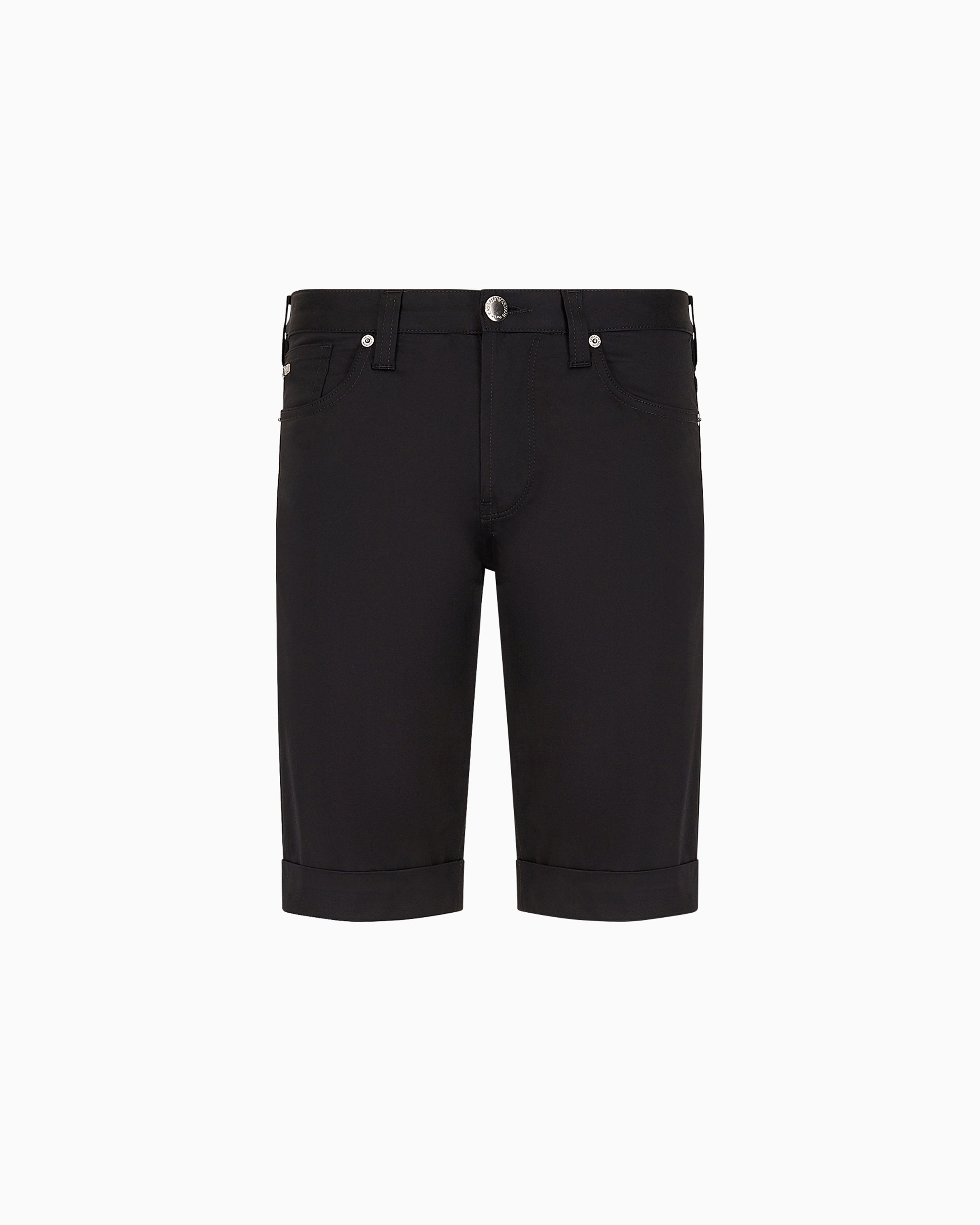Emporio Armani - Lustrous comfort cotton board shorts with turned-up cuffs, Man, Black, Size: