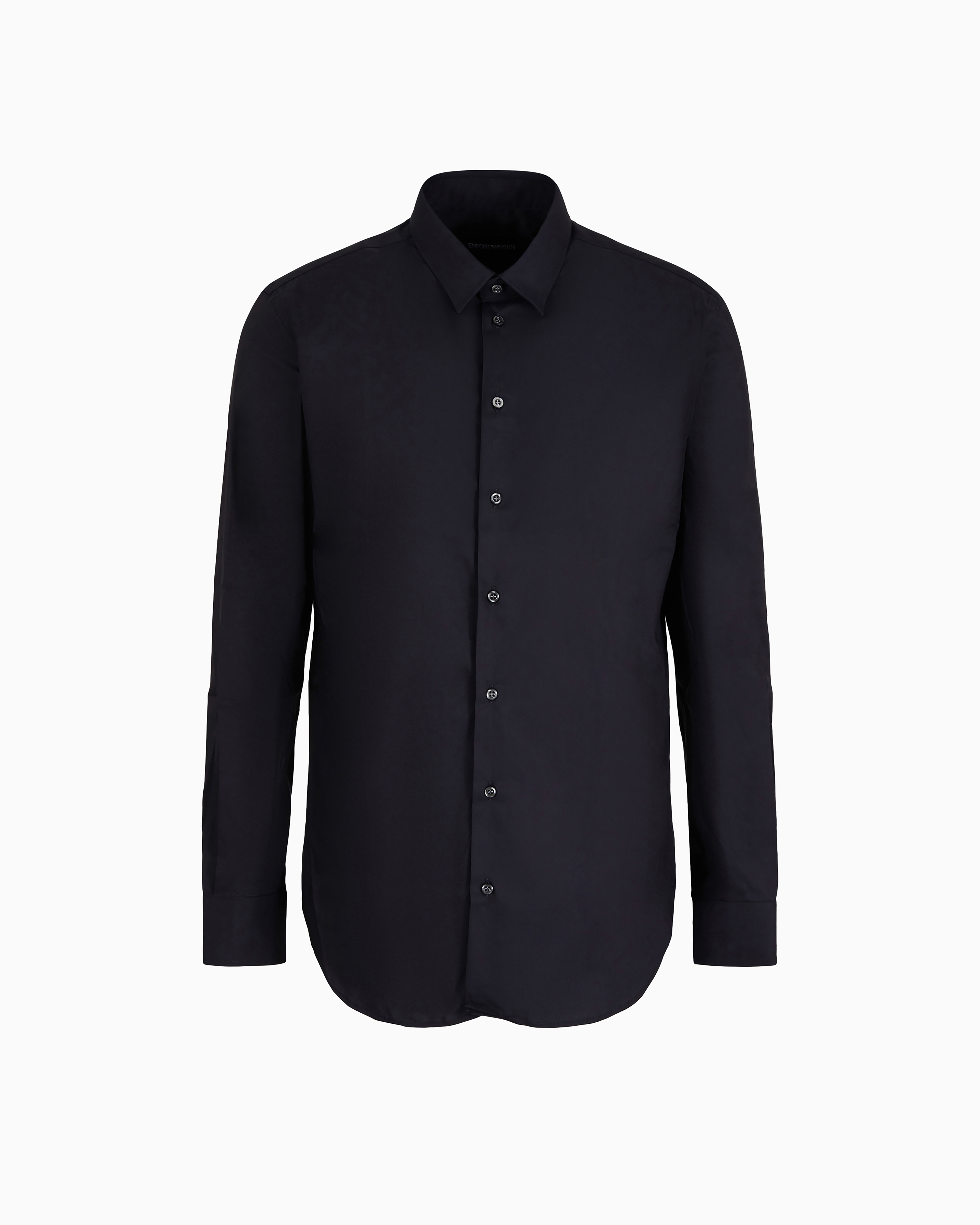 Emporio Armani - Stretch cotton poplin shirt, Man, Navy Blue, Size: