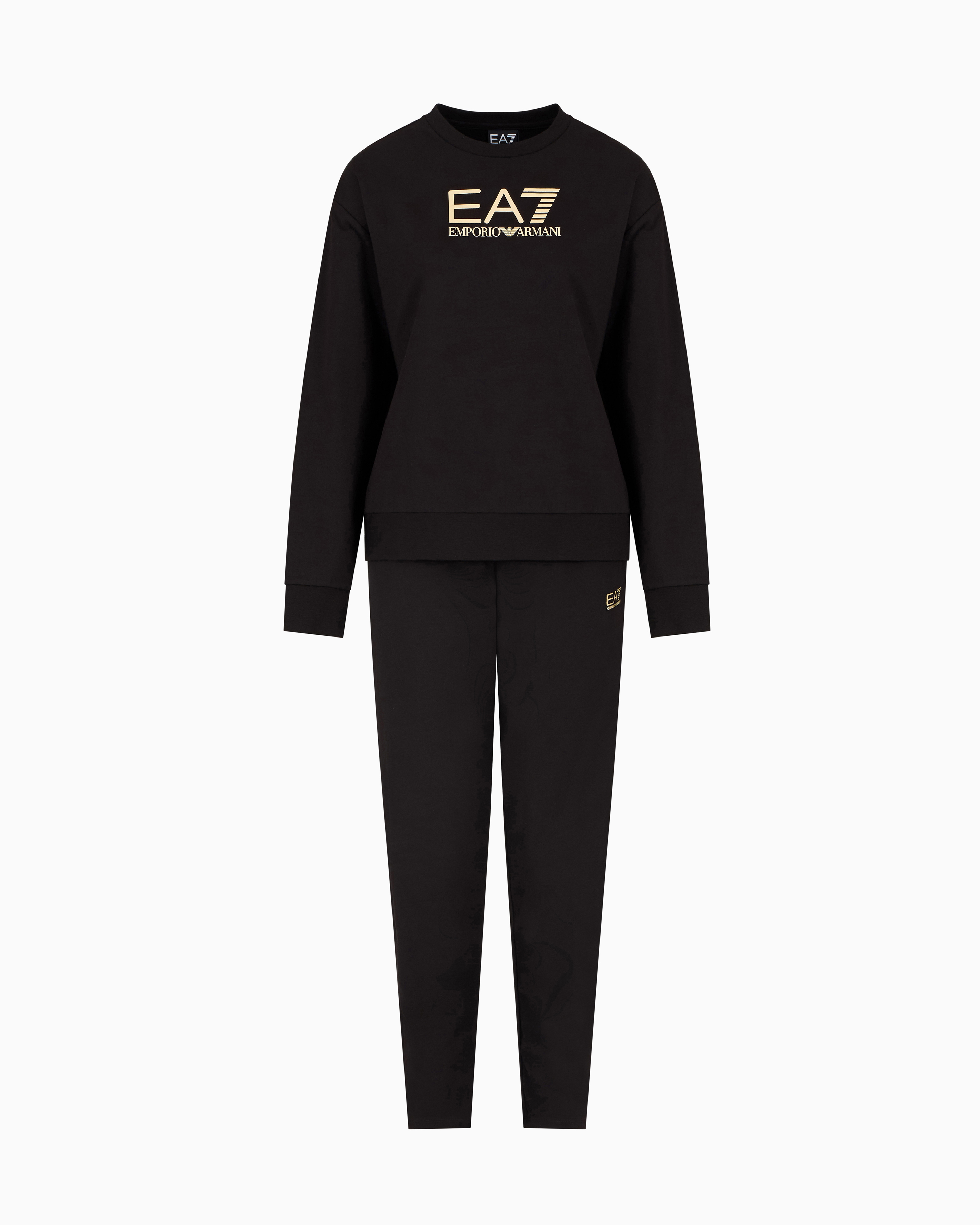 Ea7 Black Stretch-Cotton Tracksuit With Logo Xxl