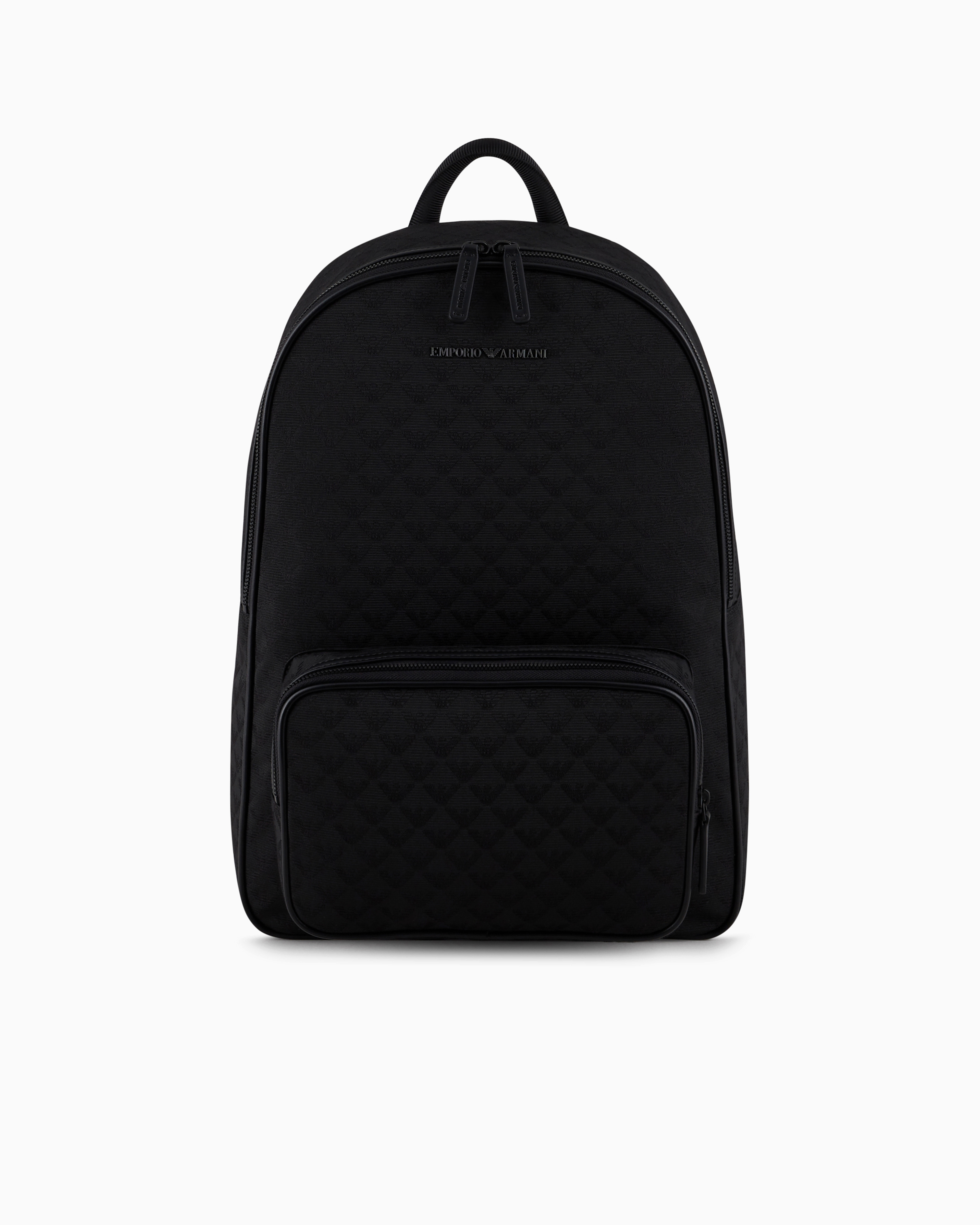 Emporio Armani - Nylon backpack with all-over jacquard eagle, Man, Black, Size: TU