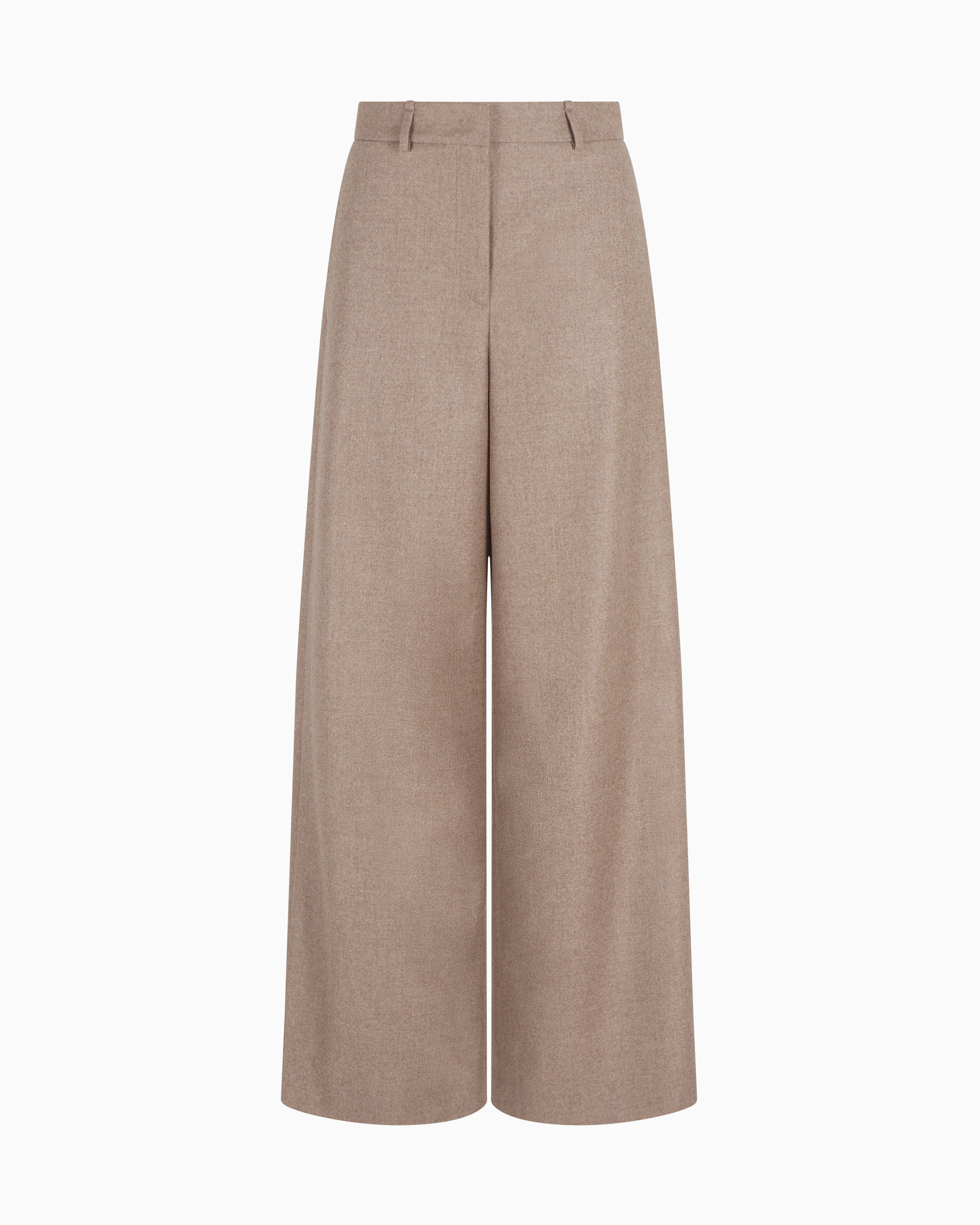 Giorgio Armani Wide-leg Trousers In Cashmere Flannel In Sand