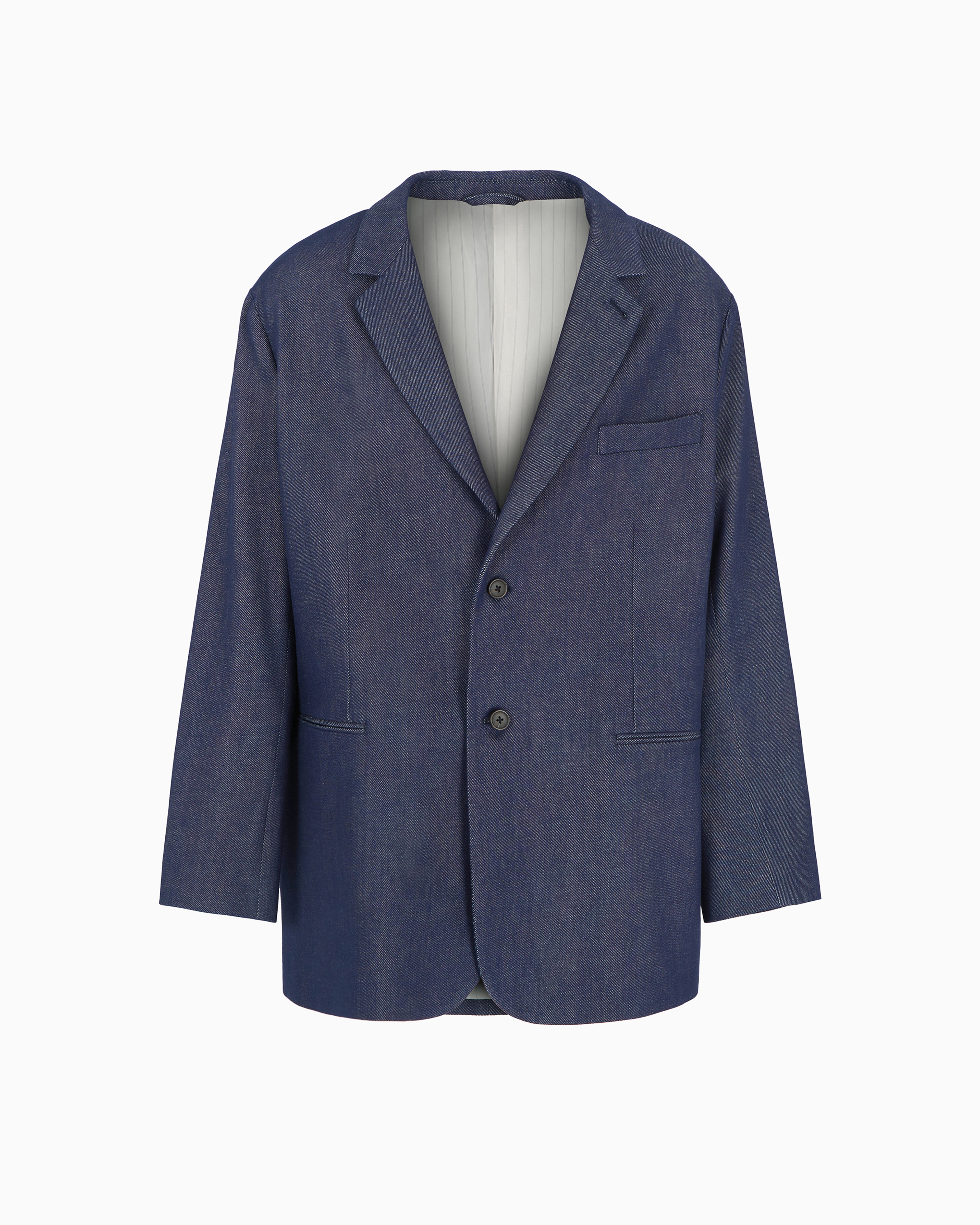 Emporio Armani - Single-breasted blazer an ASV Lyocell-blend denim, Man, Blue, Size: