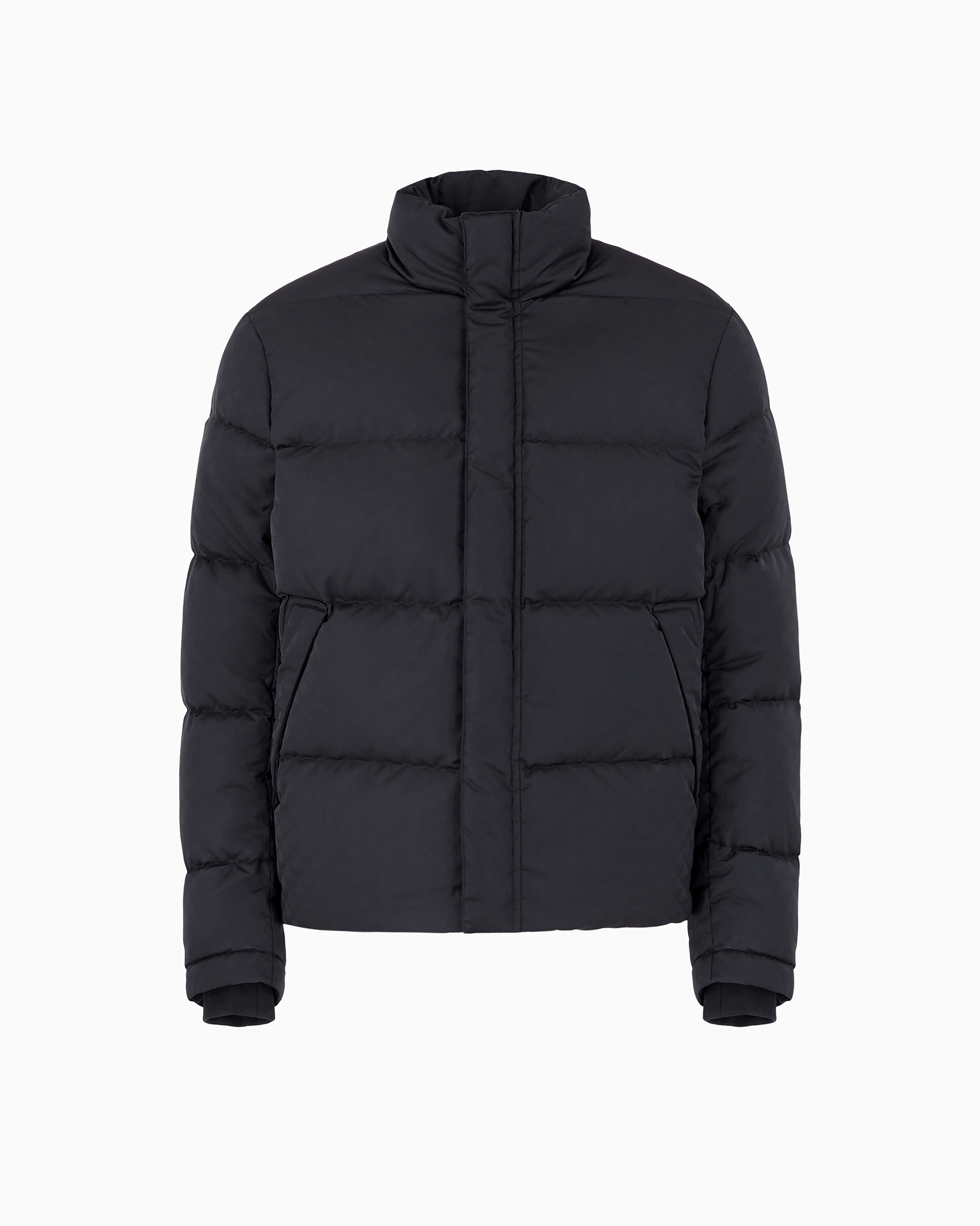 Emporio Armani - Quilted puffer jacket with all-over jacquard eagle, Man, Navy_blue, Size: