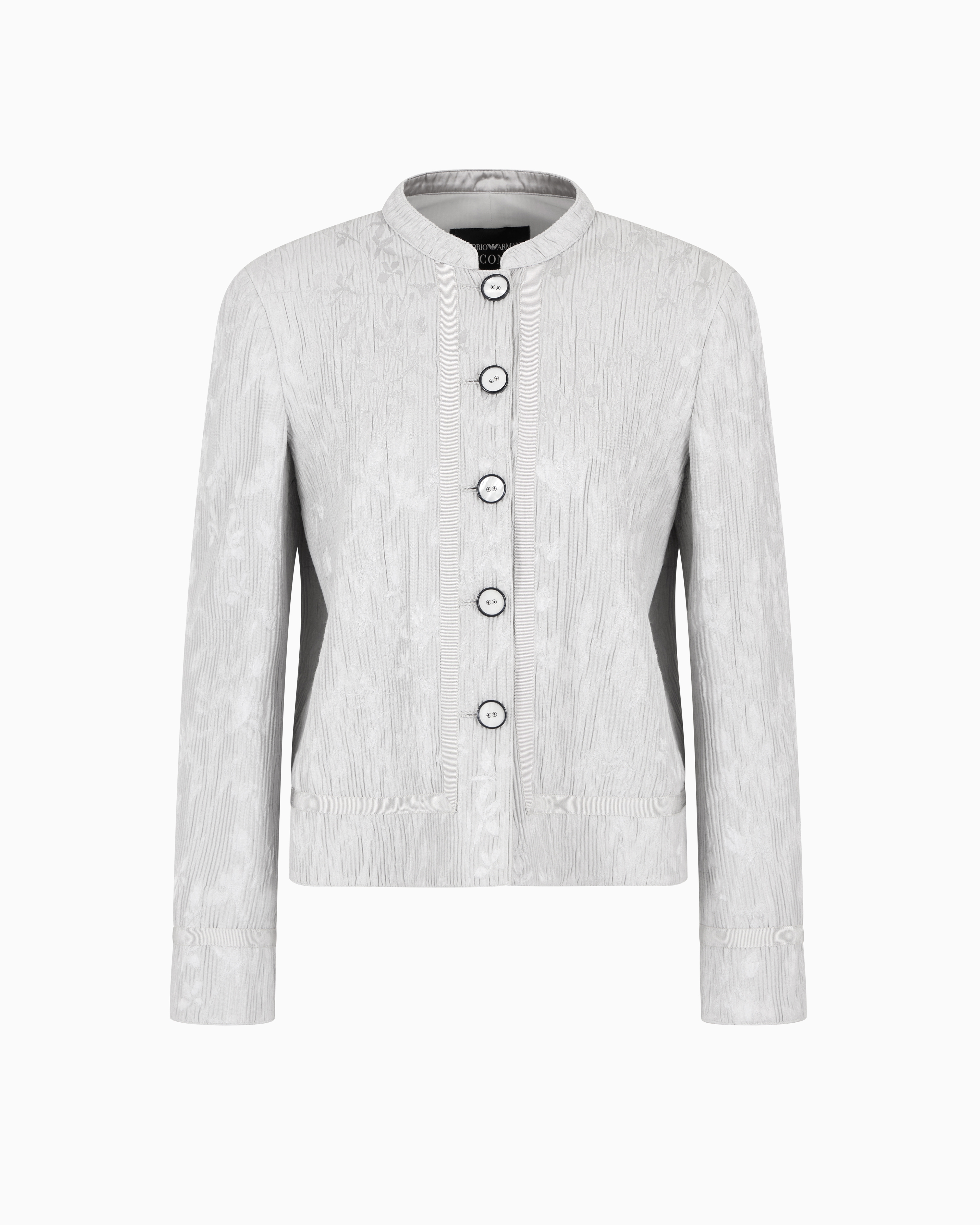 Emporio Armani - Icon floral jacquard canneté jacket, Woman, Grey, Size: