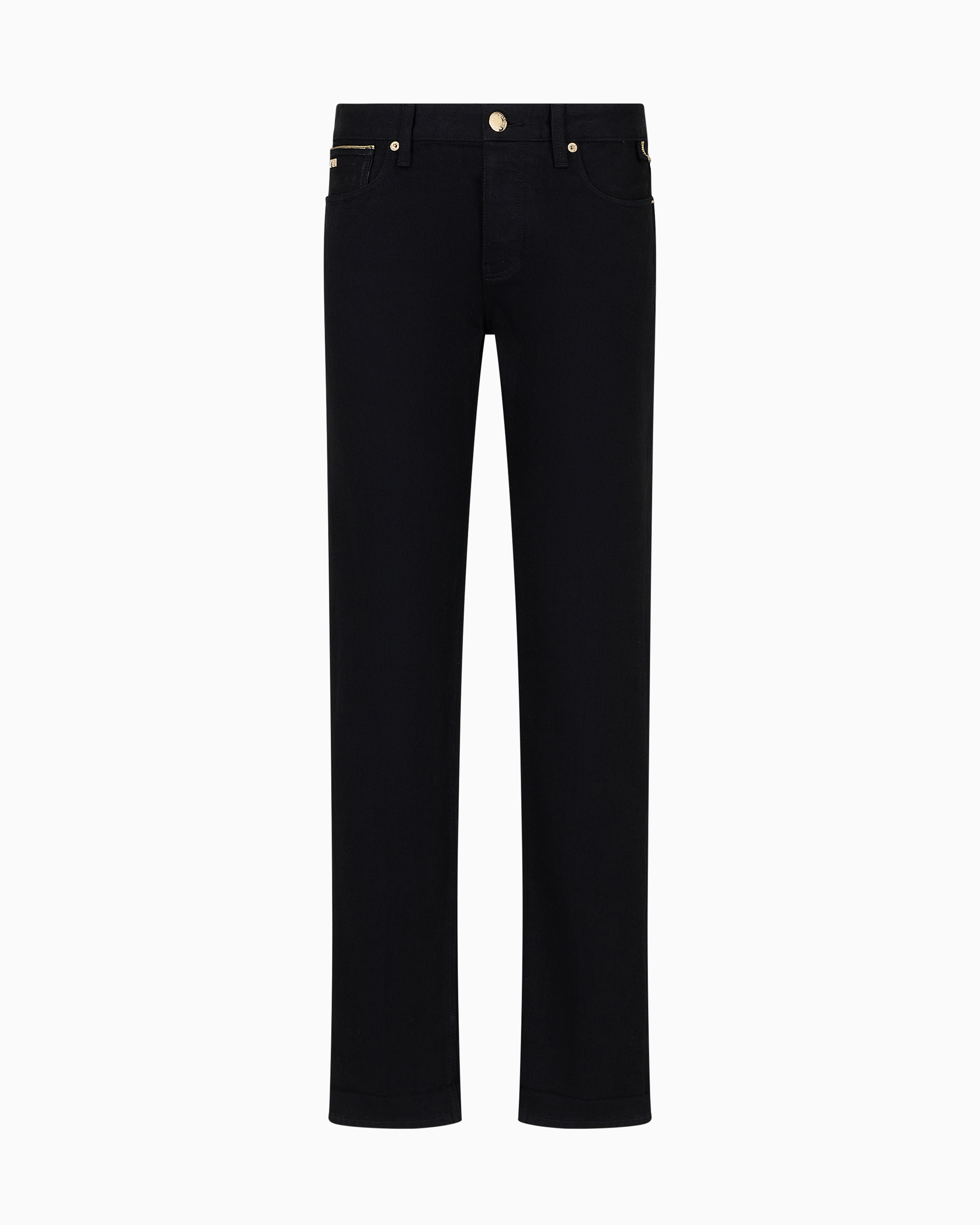 Emporio Armani - J75 Slim-fit stretch denim jeans with gold details, Man, Black, Size: