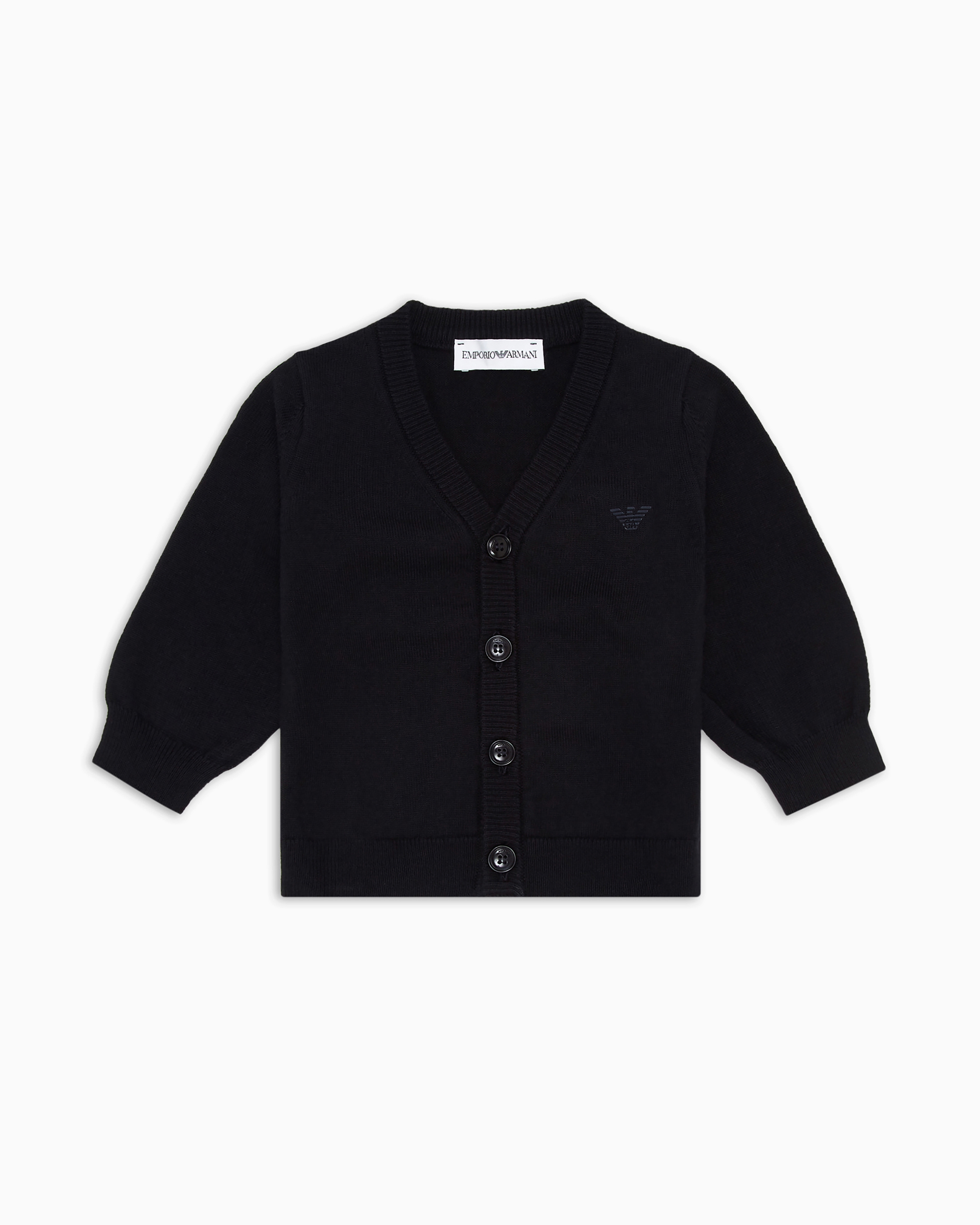 Emporio Armani - Wool-blend V-neck cardigan, Boy, Navy Blue, Size: