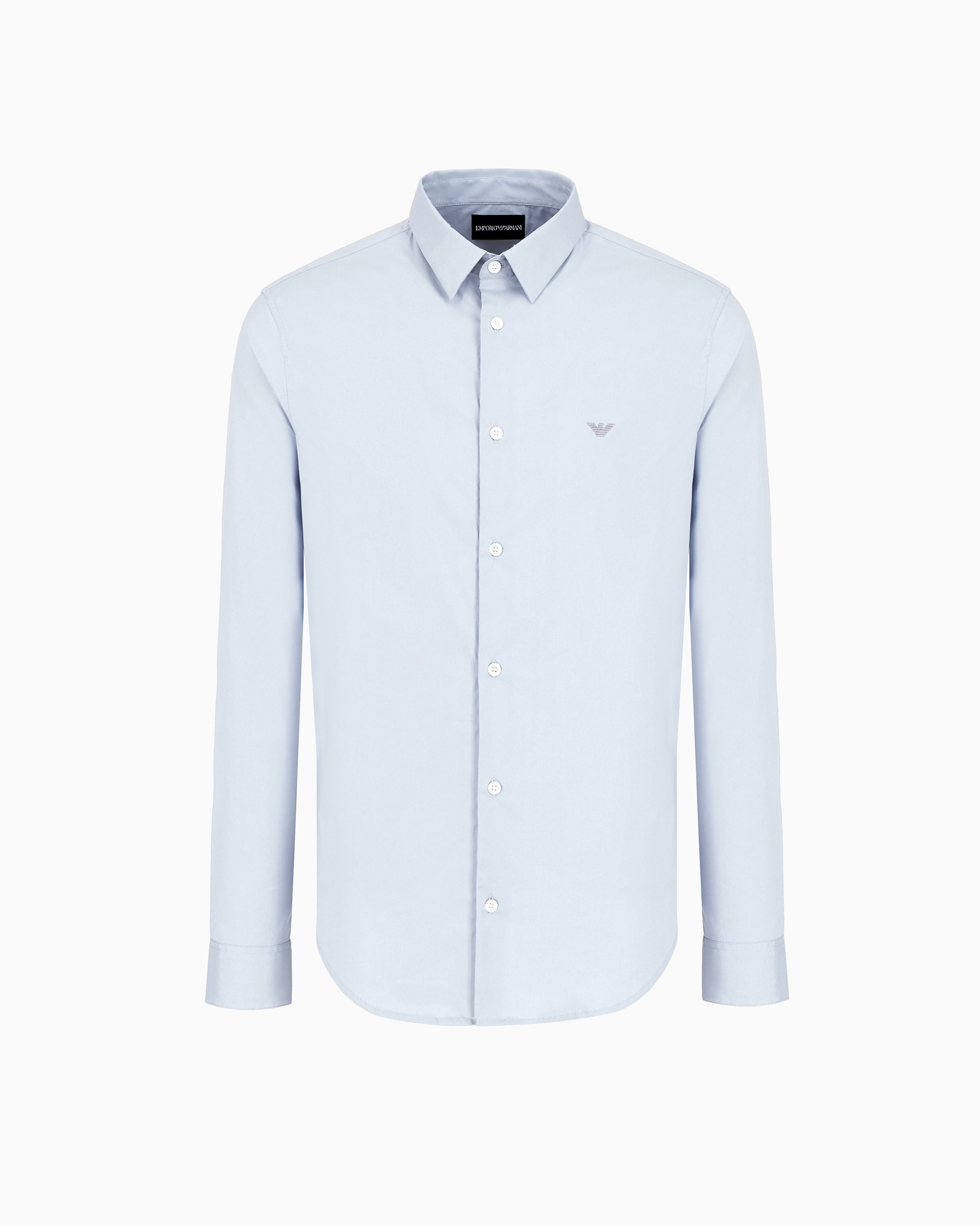 Emporio Armani - Stretch nylon-blend shirt, Man, Light Blue, Size: