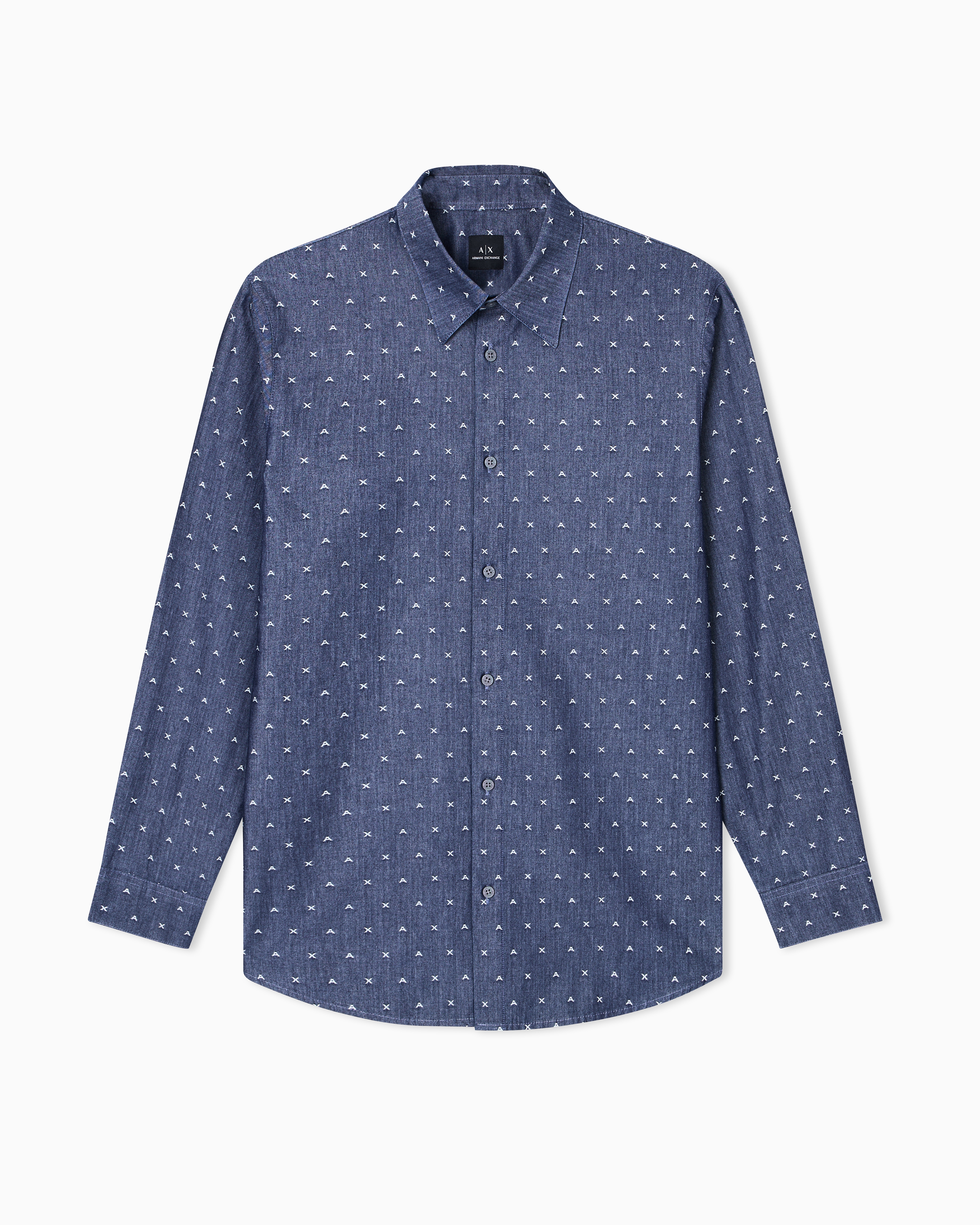 Armani Exchange - Casual Shirts, Man, Blue, Size: XXL