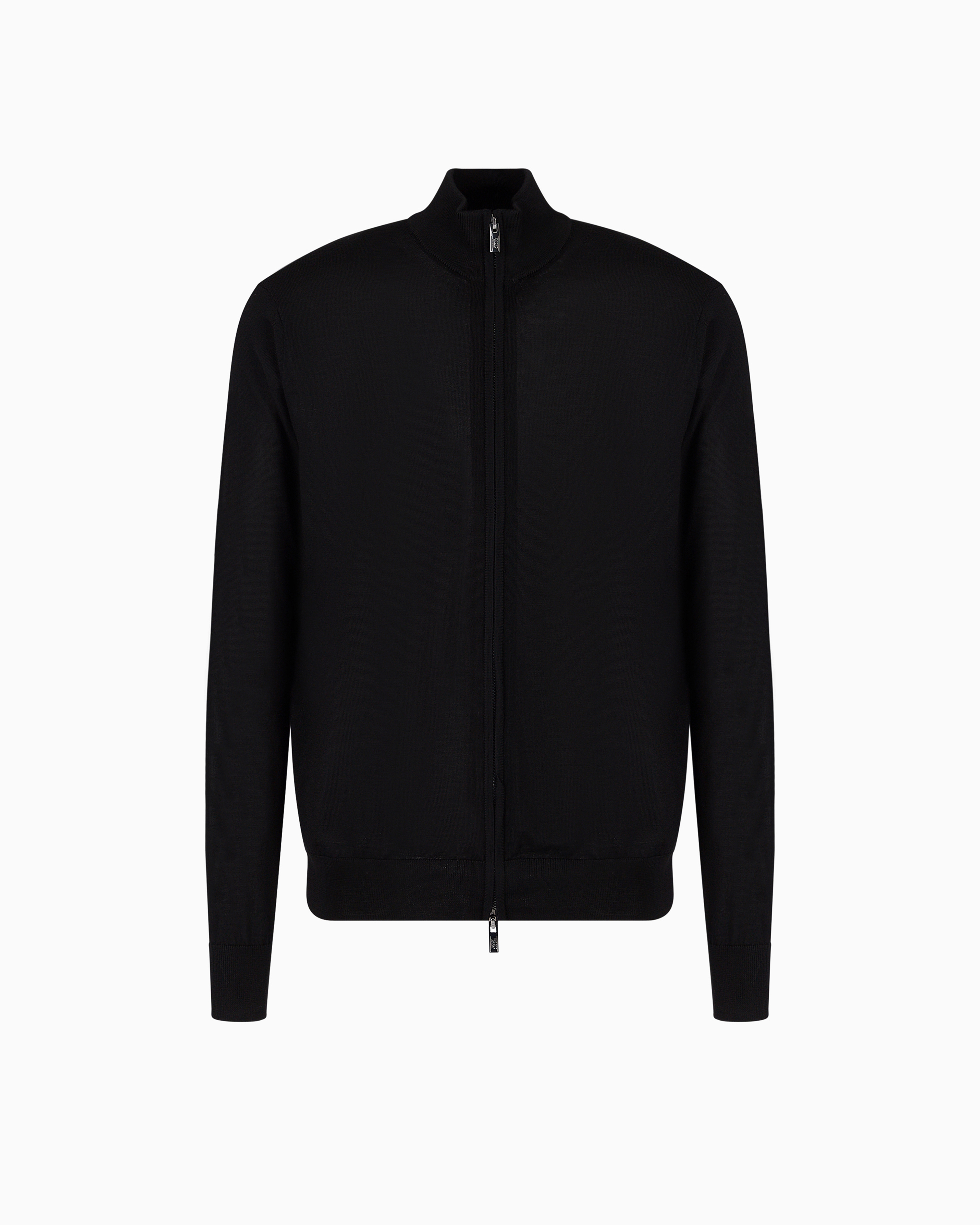 Emporio Armani - Virgin-wool full-zip cardigan, Man, Black, Size: