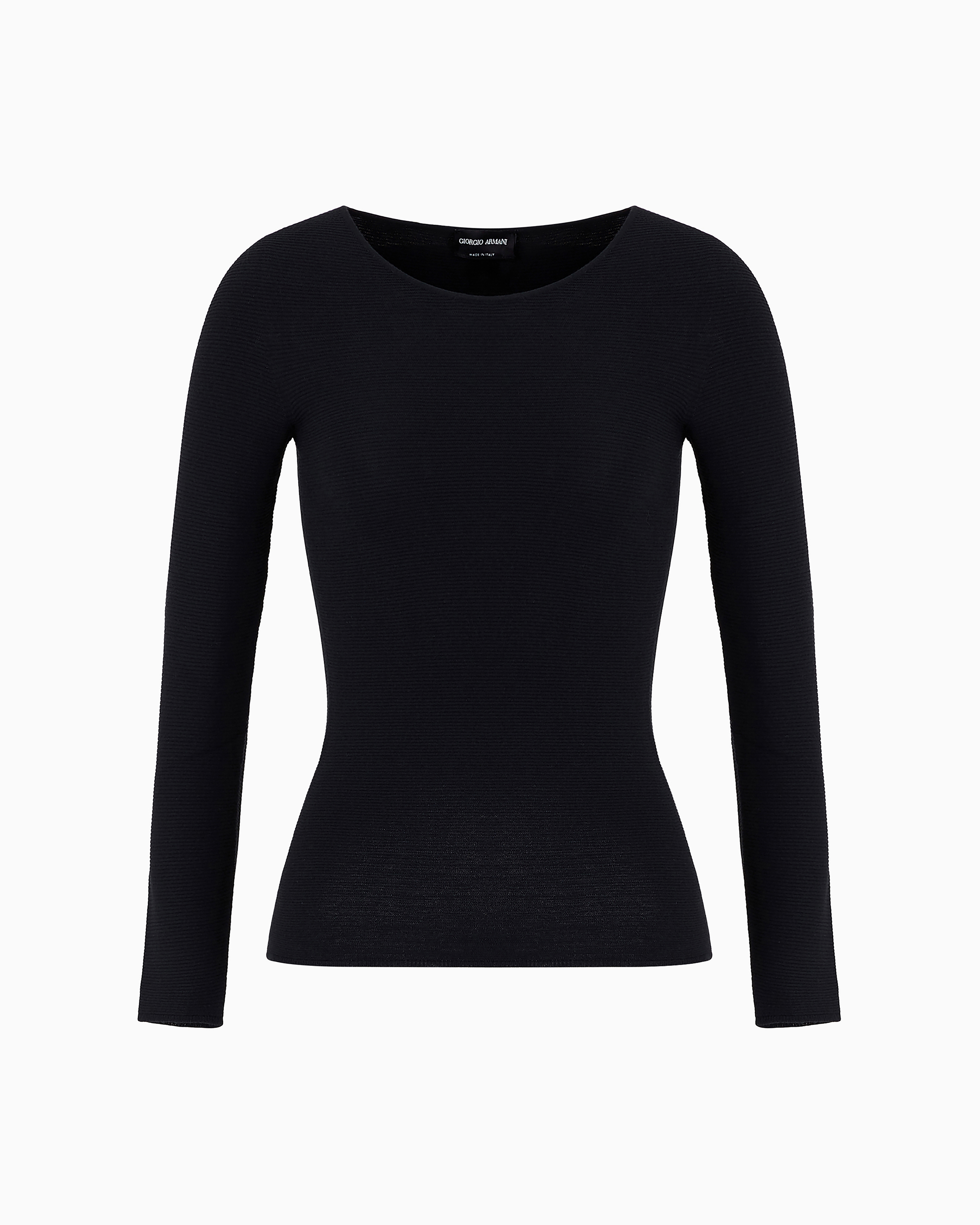 良品ARMANI COLLEZIONI シルク　サマーセーター　黒　紫 クルーネックセーター カシミア | Giorgio Armani