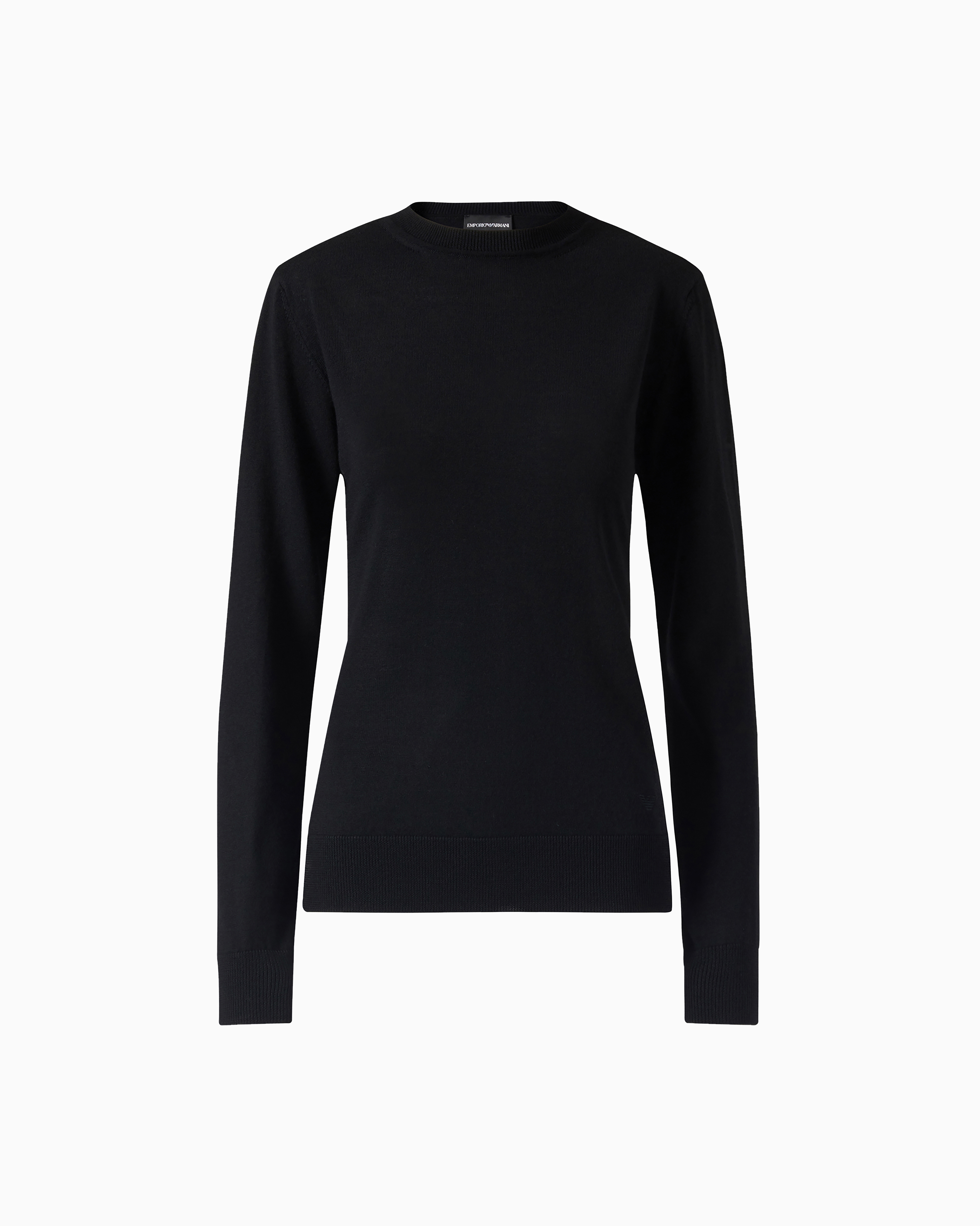 Emporio Armani - Crew-neck jumper pure virgin wool, Woman, Black, Size: