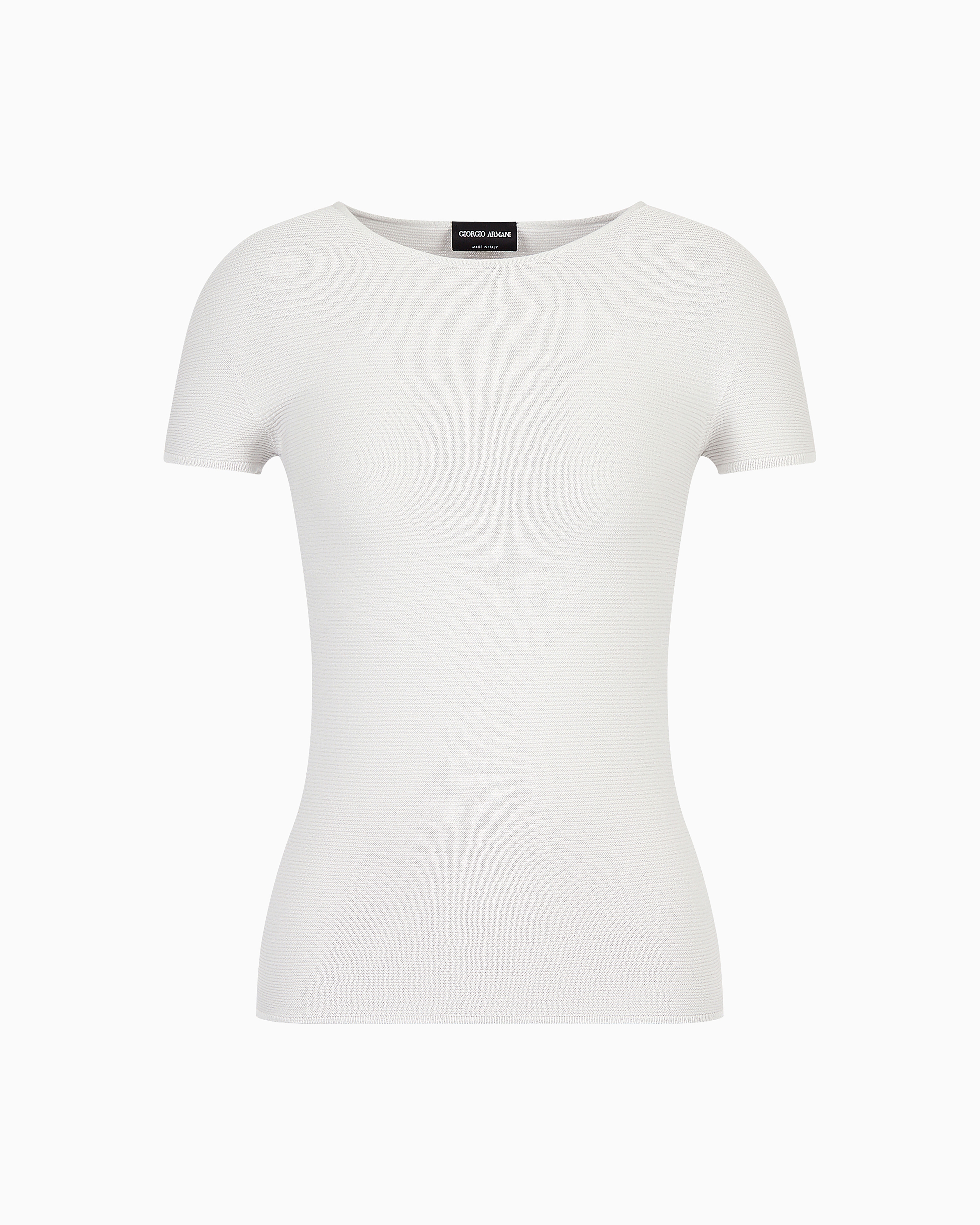 Giorgio Armani White Links-Stitch Viscose Short-Sleeved Jumper Size 48